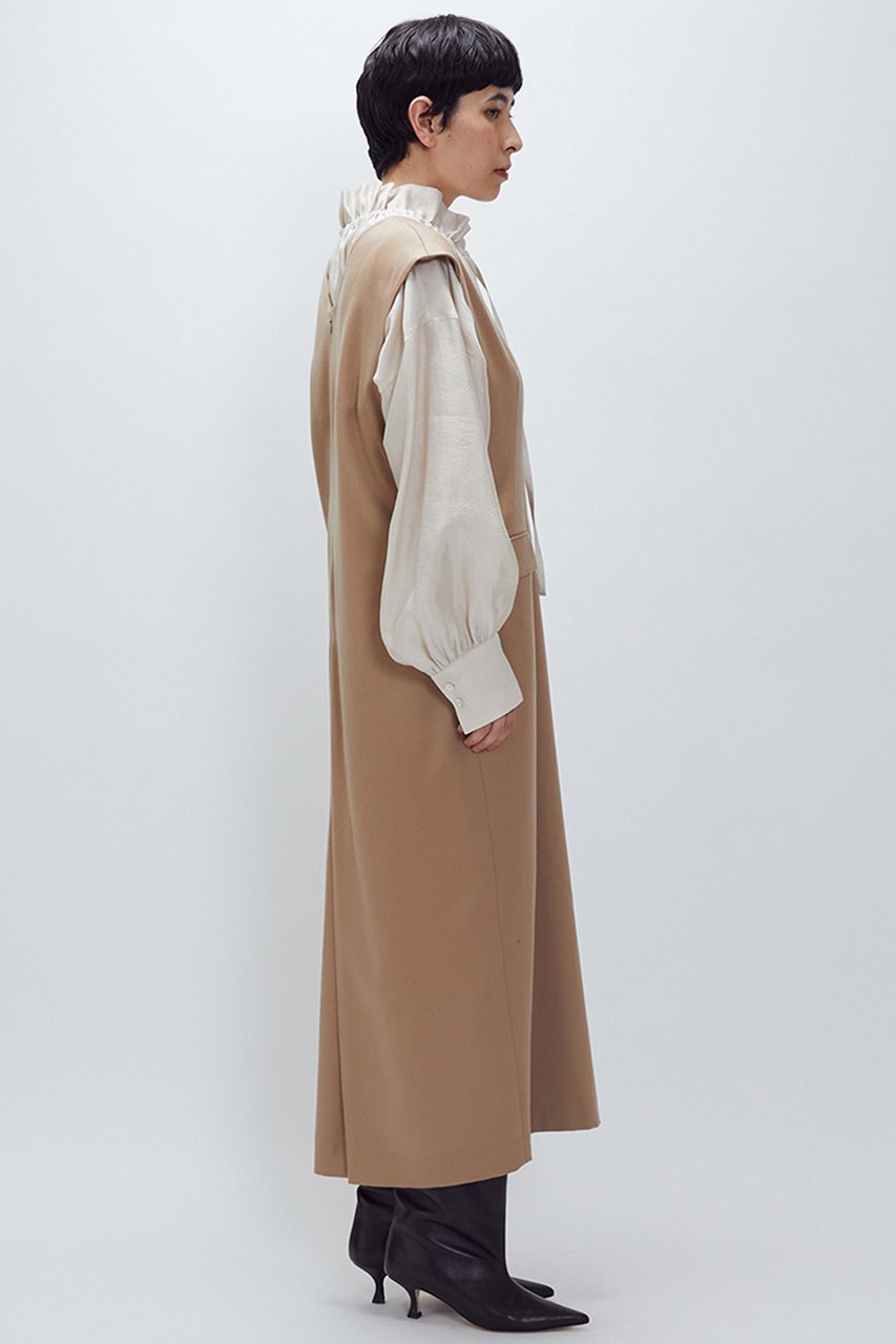 【プルミエ アロンディスモン/1er Arrondissement】のウールサテンワンピース 人気、トレンドファッション・服の通販 founy(ファニー) 　ファッション　Fashion　レディースファッション　Fashion for Women　ワンピース　Dresses　チュニック　Tunic Tops & Dresses　サテン　Satin, Glossy Fabric　チュニック　Tunic, Long Top　ロング　Long, Long-Length　エレガント 上品　Elegant　other-3|ID: prp329100004705685 ipo3291000000035630622