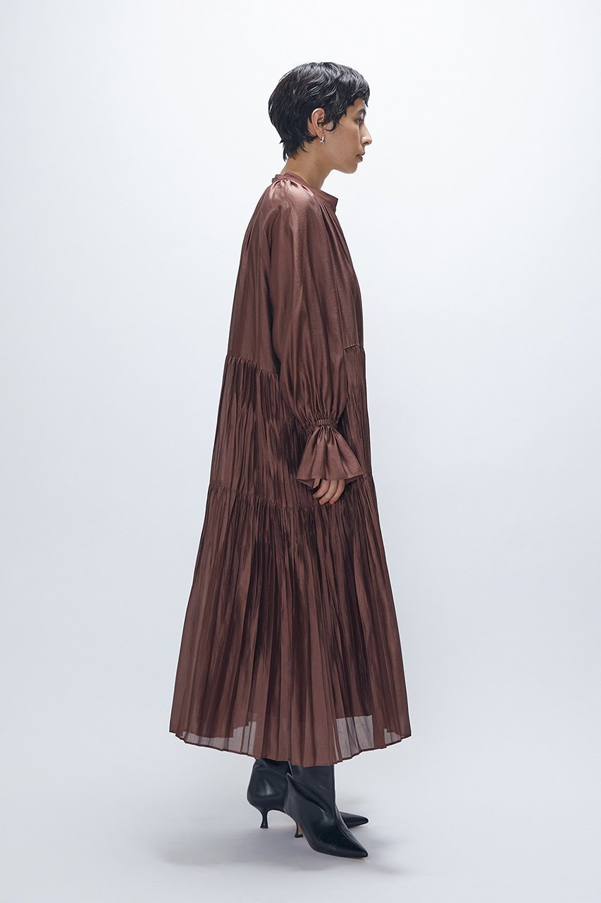 【プルミエ アロンディスモン/1er Arrondissement】のティアード手絞りプリーツワンピース 人気、トレンドファッション・服の通販 founy(ファニー) 　ファッション　Fashion　レディースファッション　Fashion for Women　ワンピース　Dresses　チュニック　Tunic Tops & Dresses　エアリー　Airy Texture　ギャザー　Gathered, Ruffled　スリーブ　Sleeve, Long Sleeve / Short Sleeve　チュニック　Tunic, Long Top　ティアード　Tiered, Tiered Style　フェミニン　Feminine, Girly　プリーツ　Pleats, Pleated　ロング　Long, Long-Length　ワッシャー　Washer, Crinkled Finish　再入荷　Restock / Back in Stock　other-3|ID: prp329100004705686 ipo3291000000034321732