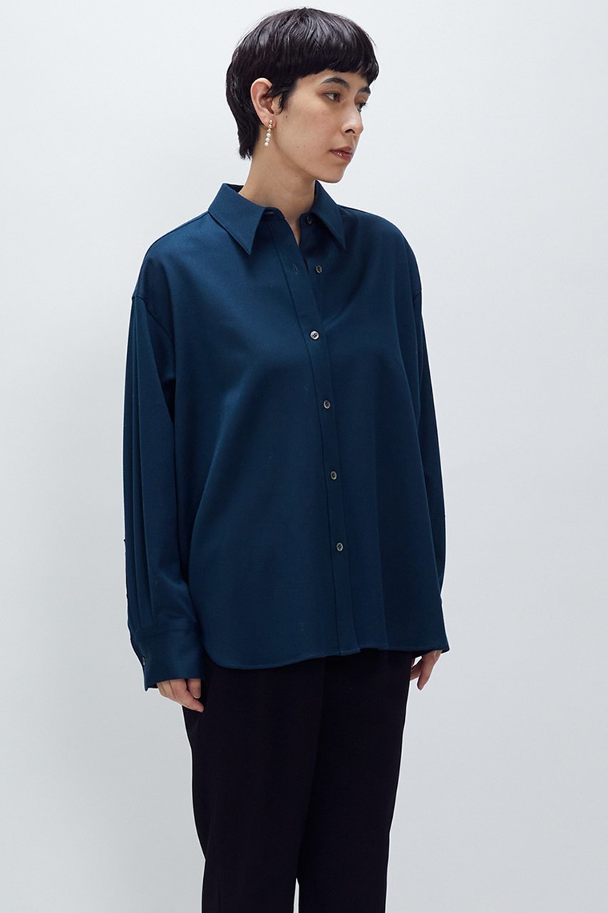 【プルミエ アロンディスモン/1er Arrondissement】のウールサテンシャツ インテリア・キッズ・メンズ・レディースファッション・服の通販 founy(ファニー) 　ファッション　Fashion　レディースファッション　Fashion for Women　トップス・カットソー　Cut & Sew Tops　シャツ・ブラウス・オフィスカジュアル　Elegant Blouses & Button-Ups　おすすめ　Recommended / Our Picks　なめらか　Smooth, Silky Texture　サテン　Satin, Glossy Fabric　シンプル　Simple, Minimal　スリーブ　Sleeve, Long Sleeve / Short Sleeve　セットアップ　Set-Up, Coordinated Outfit　ロング　Long, Long-Length　エレガント 上品　Elegant　新作・新入荷　New Arrivals / New In　A/W・秋冬　Autumn/Winter　グリーン|ID: prp329100004705687 ipo3291000000033984500