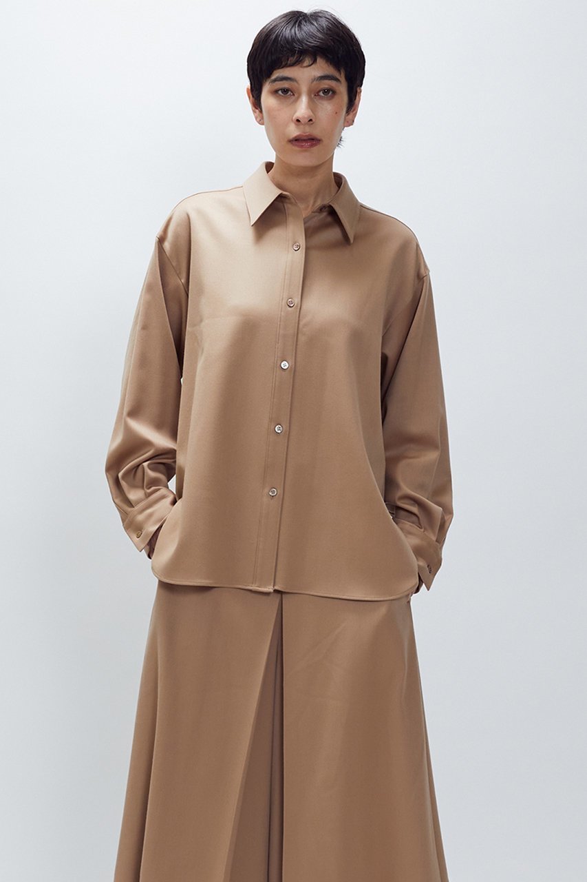 【プルミエ アロンディスモン/1er Arrondissement】のウールサテンシャツ 人気、トレンドファッション・服の通販 founy(ファニー) 　ファッション　Fashion　レディースファッション　Fashion for Women　トップス・カットソー　Cut & Sew Tops　シャツ・ブラウス・オフィスカジュアル　Elegant Blouses & Button-Ups　おすすめ　Recommended / Our Picks　なめらか　Smooth, Silky Texture　サテン　Satin, Glossy Fabric　シンプル　Simple, Minimal　スリーブ　Sleeve, Long Sleeve / Short Sleeve　セットアップ　Set-Up, Coordinated Outfit　ロング　Long, Long-Length　エレガント 上品　Elegant　A/W・秋冬　Autumn/Winter　 other-1|ID: prp329100004705687 ipo3291000000035452824