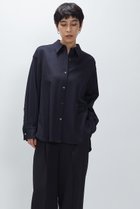 【プルミエ アロンディスモン/1er Arrondissement】のウールサテンシャツ ネイビー|ID:prp329100004705687