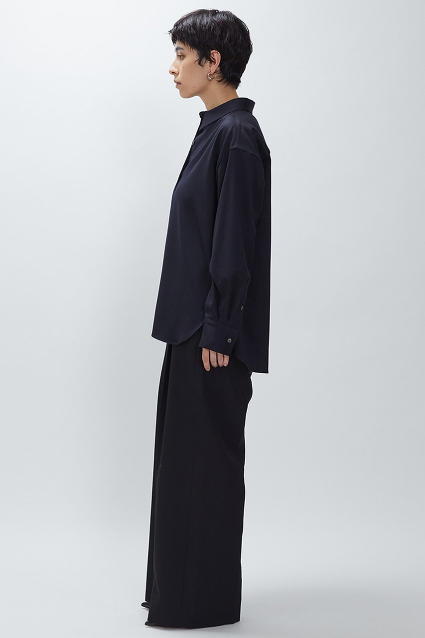 【プルミエ アロンディスモン/1er Arrondissement】のウールサテンシャツ 人気、トレンドファッション・服の通販 founy(ファニー) 　ファッション　Fashion　レディースファッション　Fashion for Women　トップス・カットソー　Cut & Sew Tops　シャツ・ブラウス・オフィスカジュアル　Elegant Blouses & Button-Ups　おすすめ　Recommended / Our Picks　なめらか　Smooth, Silky Texture　サテン　Satin, Glossy Fabric　シンプル　Simple, Minimal　スリーブ　Sleeve, Long Sleeve / Short Sleeve　セットアップ　Set-Up, Coordinated Outfit　ロング　Long, Long-Length　エレガント 上品　Elegant　A/W・秋冬　Autumn/Winter　other-4|ID: prp329100004705687 ipo3291000000035452836