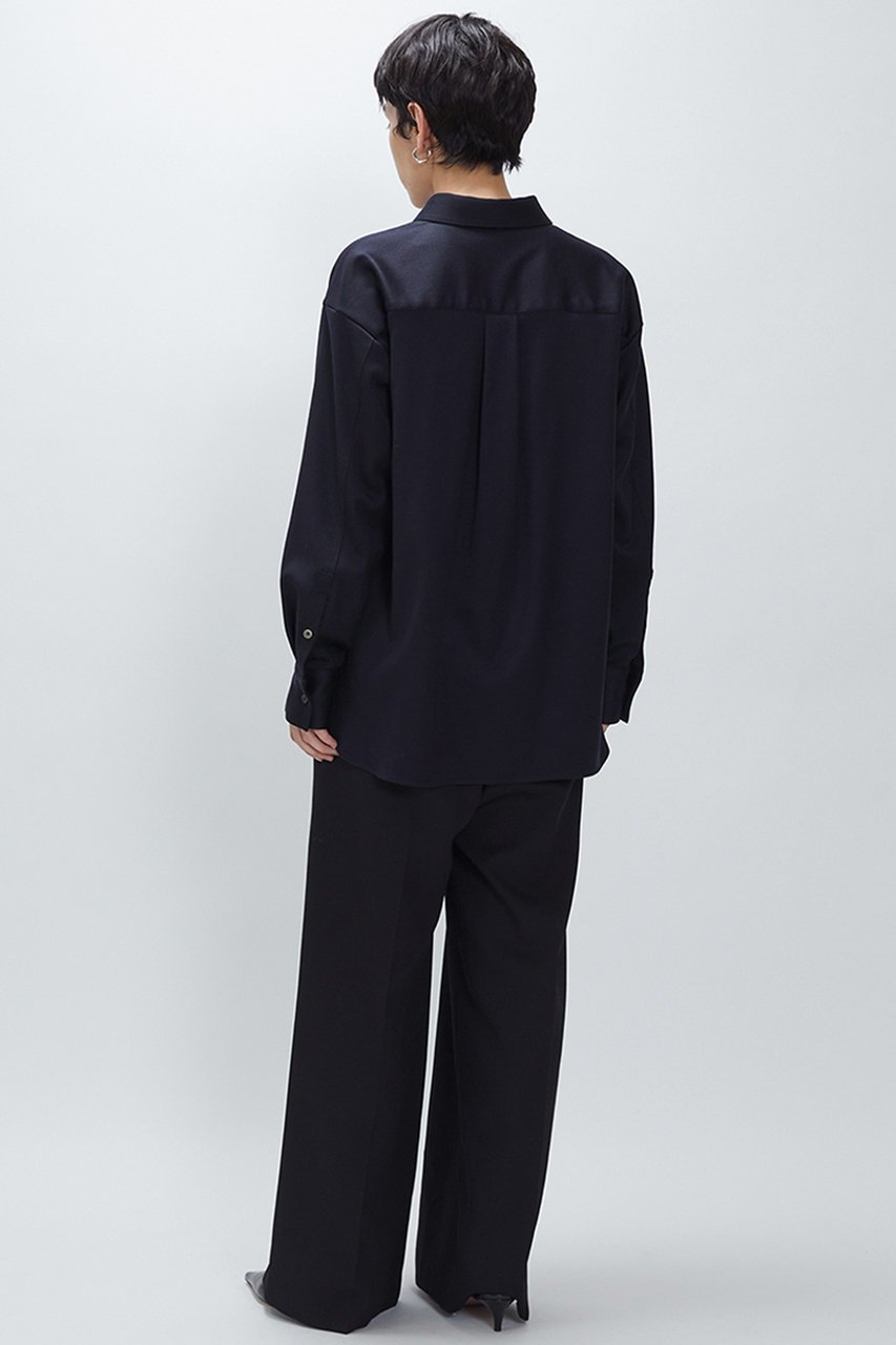 【プルミエ アロンディスモン/1er Arrondissement】のウールサテンシャツ 人気、トレンドファッション・服の通販 founy(ファニー) 　ファッション　Fashion　レディースファッション　Fashion for Women　トップス・カットソー　Cut & Sew Tops　シャツ・ブラウス・オフィスカジュアル　Elegant Blouses & Button-Ups　おすすめ　Recommended / Our Picks　なめらか　Smooth, Silky Texture　サテン　Satin, Glossy Fabric　シンプル　Simple, Minimal　スリーブ　Sleeve, Long Sleeve / Short Sleeve　セットアップ　Set-Up, Coordinated Outfit　ロング　Long, Long-Length　エレガント 上品　Elegant　A/W・秋冬　Autumn/Winter　other-5|ID: prp329100004705687 ipo3291000000035452837