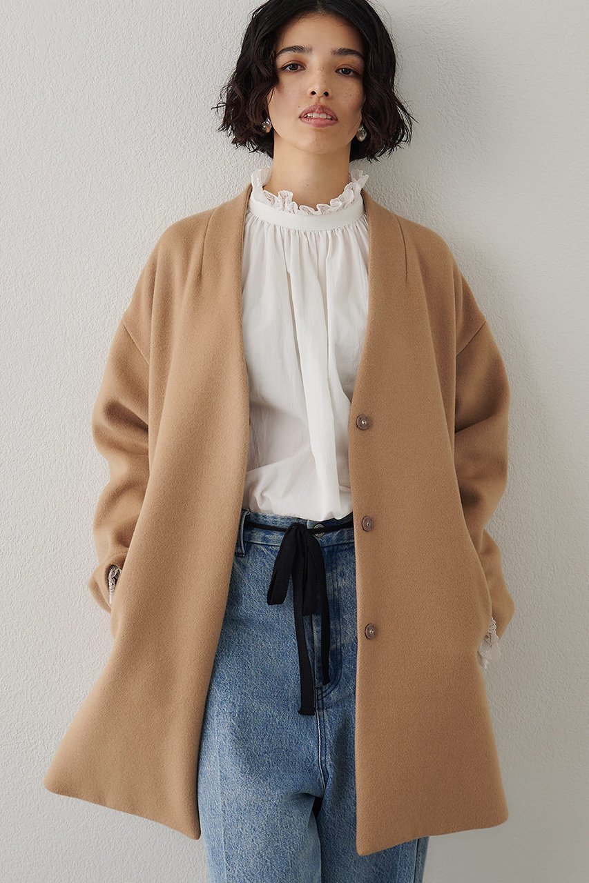 【ウィムガゼット/Whim Gazette】のダブルビーバーミドルコート 人気、トレンドファッション・服の通販 founy(ファニー) 　ファッション　Fashion　レディースファッション　Fashion for Women　アウター　Coat / Outerwear Collection　コート・ロングコート・ピーコート　Long Coats, Peacoats & More　カーディガン　Cardigan, Knitwear　ショルダー　Shoulder, Shoulder Strap　シンプル　Simple, Minimal　ジャケット　Jacket, Outerwear　スタンダード　Standard, Basic　トレンド　Trend, Trending Now　ドロップ　Drop Shoulder, Dropped Style　フロント　Front, Front Design　ベーシック　Basic, Essential　ミドル　Middle Length, Mid Height　リラックス　Relax, Relaxed Fit　ロング　Long, Long-Length　エレガント 上品　Elegant　定番　Standard, Basic Item　other-2|ID: prp329100004705690 ipo3291000000035564252