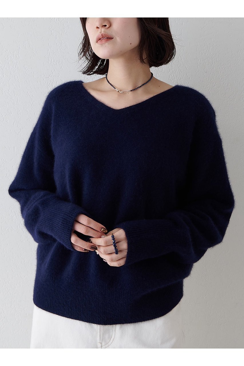 【ウィムガゼット/Whim Gazette】のF/W Vネックプルオーバー インテリア・キッズ・メンズ・レディースファッション・服の通販 founy(ファニー) 　ファッション　Fashion　レディースファッション　Fashion for Women　トップス・カットソー　Cut & Sew Tops　ニット　Knit Tops & Sweaters　カジュアルプルオーバー・ニットトップス　Pullovers & Knit Tops / Casual Pullovers　Vネックトップス　V-Neck Tops / V-Cut Neckline Shirts　おすすめ　Recommended / Our Picks　インナー　Innerwear　デコルテ　Décolleté, Neckline　フォックス　Fox, Fox Fur　ベビー　Baby, Babywear　エレガント 上品　Elegant　ネイビー|ID: prp329100004705698 ipo3291000000035042792