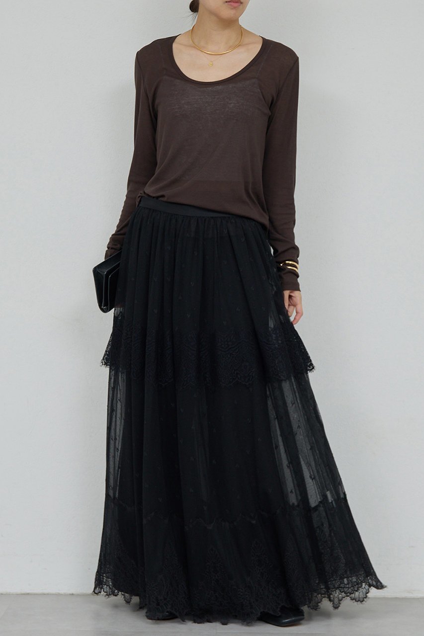 【ガリャルダガランテ/GALLARDAGALANTE】のシアーUネックロンT 人気、トレンドファッション・服の通販 founy(ファニー) 　ファッション　Fashion　レディースファッション　Fashion for Women　トップス・カットソー　Cut & Sew Tops　シャツ・ブラウス・オフィスカジュアル　Elegant Blouses & Button-Ups　ロングTシャツ・Tシャツ　Longline T-Shirts & Tees　カットソー・ベーシックTシャツ　Cut-and-Sewn Tops / Stretch Tees & Basics　インナー　Innerwear　シアー　Sheer, See-Through　ジャケット　Jacket, Outerwear　スリーブ　Sleeve, Long Sleeve / Short Sleeve　ロング　Long, Long-Length　新作・新入荷　New Arrivals / New In　秋　Autumn　other-2|ID: prp329100004705711 ipo3291000000033984706