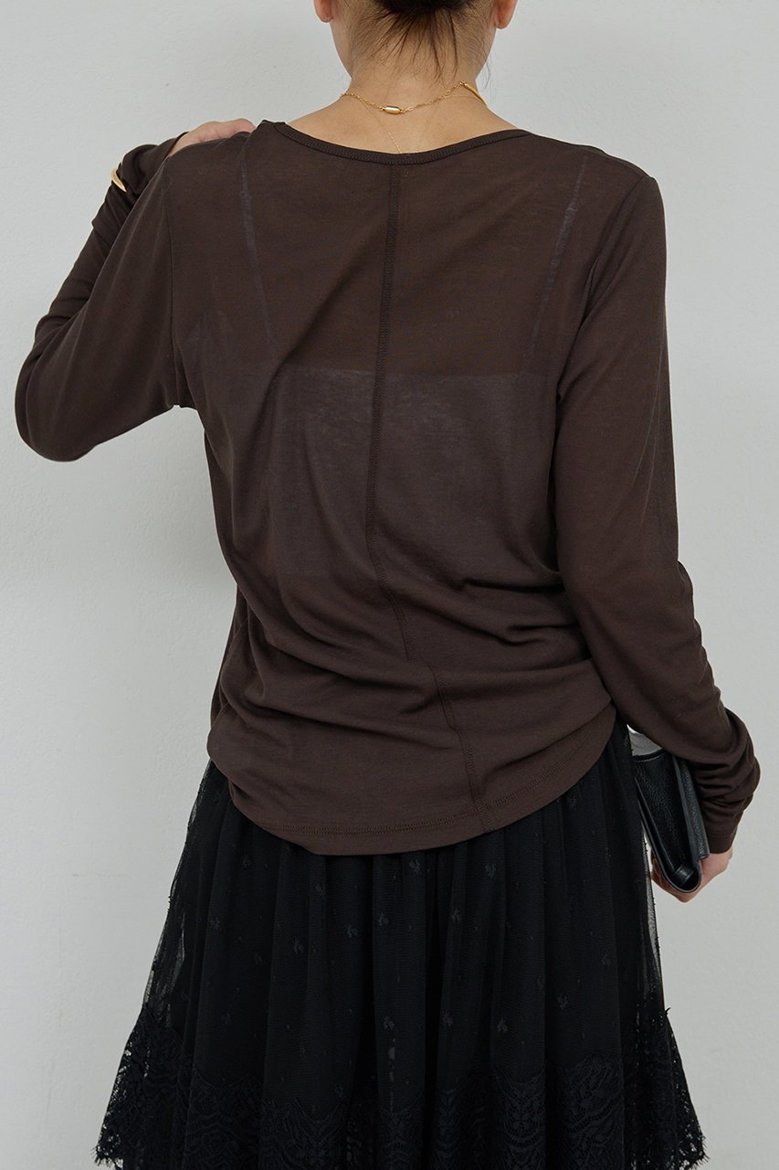 【ガリャルダガランテ/GALLARDAGALANTE】のシアーUネックロンT 人気、トレンドファッション・服の通販 founy(ファニー) 　ファッション　Fashion　レディースファッション　Fashion for Women　トップス・カットソー　Cut & Sew Tops　シャツ・ブラウス・オフィスカジュアル　Elegant Blouses & Button-Ups　ロングTシャツ・Tシャツ　Longline T-Shirts & Tees　カットソー・ベーシックTシャツ　Cut-and-Sewn Tops / Stretch Tees & Basics　インナー　Innerwear　シアー　Sheer, See-Through　ジャケット　Jacket, Outerwear　スリーブ　Sleeve, Long Sleeve / Short Sleeve　ロング　Long, Long-Length　新作・新入荷　New Arrivals / New In　秋　Autumn　other-7|ID: prp329100004705711 ipo3291000000033984711