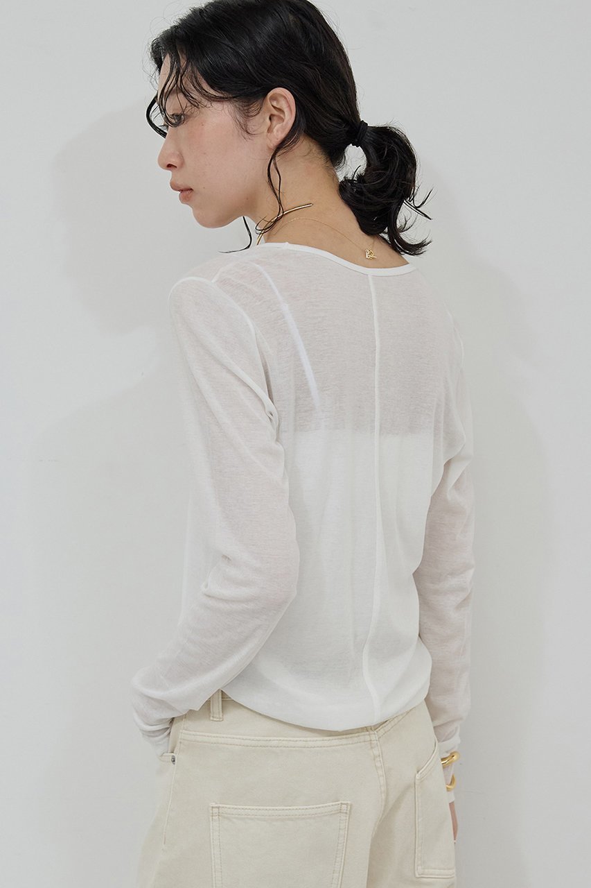 【ガリャルダガランテ/GALLARDAGALANTE】のシアーUネックロンT 人気、トレンドファッション・服の通販 founy(ファニー) 　ファッション　Fashion　レディースファッション　Fashion for Women　トップス・カットソー　Cut & Sew Tops　シャツ・ブラウス・オフィスカジュアル　Elegant Blouses & Button-Ups　ロングTシャツ・Tシャツ　Longline T-Shirts & Tees　カットソー・ベーシックTシャツ　Cut-and-Sewn Tops / Stretch Tees & Basics　インナー　Innerwear　シアー　Sheer, See-Through　ジャケット　Jacket, Outerwear　スリーブ　Sleeve, Long Sleeve / Short Sleeve　ロング　Long, Long-Length　秋　Autumn　other-8|ID: prp329100004705711 ipo3291000000035627413