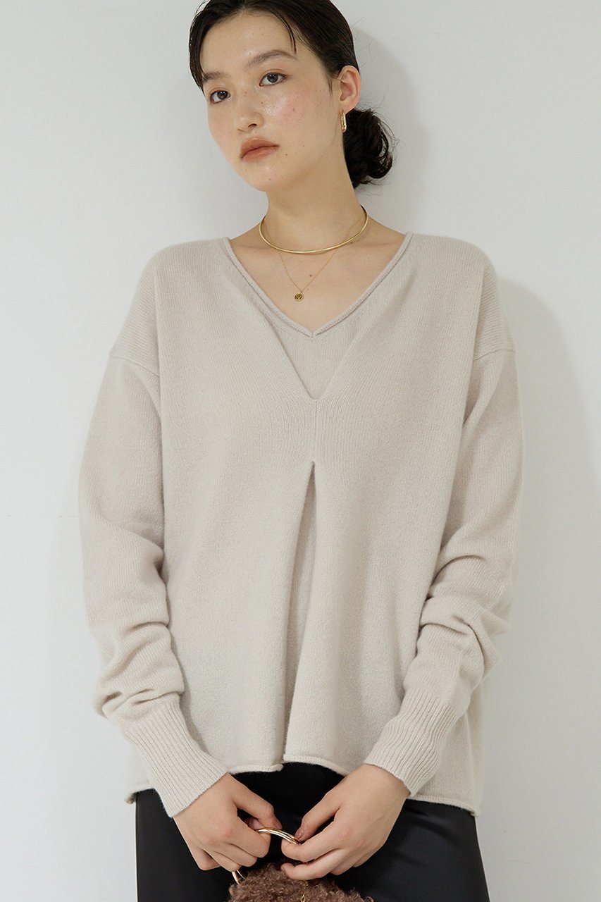 【ガリャルダガランテ/GALLARDAGALANTE】のウールカシミヤタックVプルオーバー 人気、トレンドファッション・服の通販 founy(ファニー) 　ファッション　Fashion　レディースファッション　Fashion for Women　トップス・カットソー　Cut & Sew Tops　ニット　Knit Tops & Sweaters　カジュアルプルオーバー・ニットトップス　Pullovers & Knit Tops / Casual Pullovers　バランス　Balance, Style Balance　フロント　Front, Front Design　ボトム　Bottoms, Lower Wear　other-5|ID: prp329100004705712 ipo3291000000036105844
