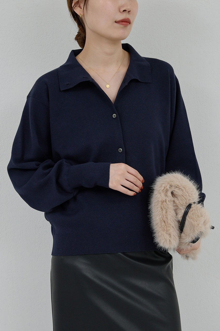 【ガリャルダガランテ/GALLARDAGALANTE】の【WALANCE】別注シーウール×オーガニックコットンポロニット インテリア・キッズ・メンズ・レディースファッション・服の通販 founy(ファニー) 　ファッション　Fashion　レディースファッション　Fashion for Women　トップス・カットソー　Cut & Sew Tops　ニット　Knit Tops & Sweaters　カジュアルプルオーバー・ニットトップス　Pullovers & Knit Tops / Casual Pullovers　おすすめ　Recommended / Our Picks　なめらか　Smooth, Silky Texture　セットアップ　Set-Up, Coordinated Outfit　バランス　Balance, Style Balance　別注　Limited Edition, Custom Order　抗菌　Antibacterial, Bacteria-Resistant　ネイビー|ID: prp329100004705714 ipo3291000000035665869