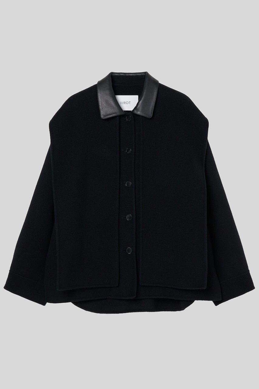 【イロット/IIROT】のダブル クロス ウール シャツ ジャケット インテリア・キッズ・メンズ・レディースファッション・服の通販 founy(ファニー) 　ファッション　Fashion　レディースファッション　Fashion for Women　アウター　Coat / Outerwear Collection　レディースジャケット・軽アウター　Jackets　ブルゾンジャケット・スポーティアウター　Blouson Jackets　なめらか　Smooth, Silky Texture　ジャケット　Jacket, Outerwear　ストール　Stole, Wrap　ダブル　Double, Double-Breasted　バランス　Balance, Style Balance　フロント　Front, Front Design　ブルゾン　Blouson, Bomber Jacket　ポケット　Pocket, Pocket Detail　新作・新入荷　New Arrivals / New In　ブラック|ID: prp329100004705718 ipo3291000000033984782