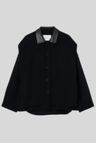 【イロット/IIROT】のダブル クロス ウール シャツ ジャケット ブラック|ID:prp329100004705718