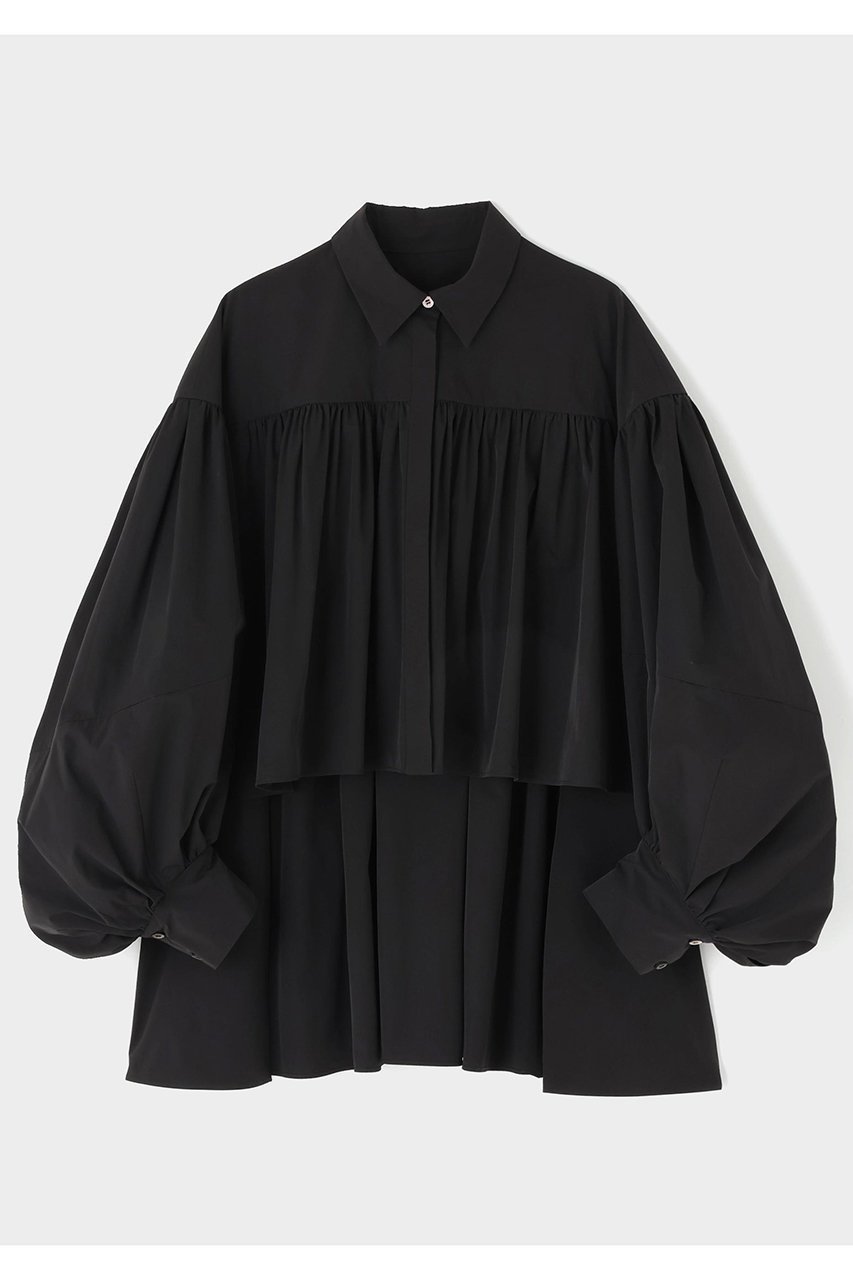 【ル フィル/LE PHIL】のクリスピータフタギャザーブラウス インテリア・キッズ・メンズ・レディースファッション・服の通販 founy(ファニー) 　ファッション　Fashion　レディースファッション　Fashion for Women　トップス・カットソー　Cut & Sew Tops　シャツ・ブラウス・オフィスカジュアル　Elegant Blouses & Button-Ups　スタンダード　Standard, Basic　ストレッチ　Stretch, Stretchy Fabric　スリーブ　Sleeve, Long Sleeve / Short Sleeve　バランス　Balance, Style Balance　ロング　Long, Long-Length　ブラック|ID: prp329100004705721 ipo3291000000035259913