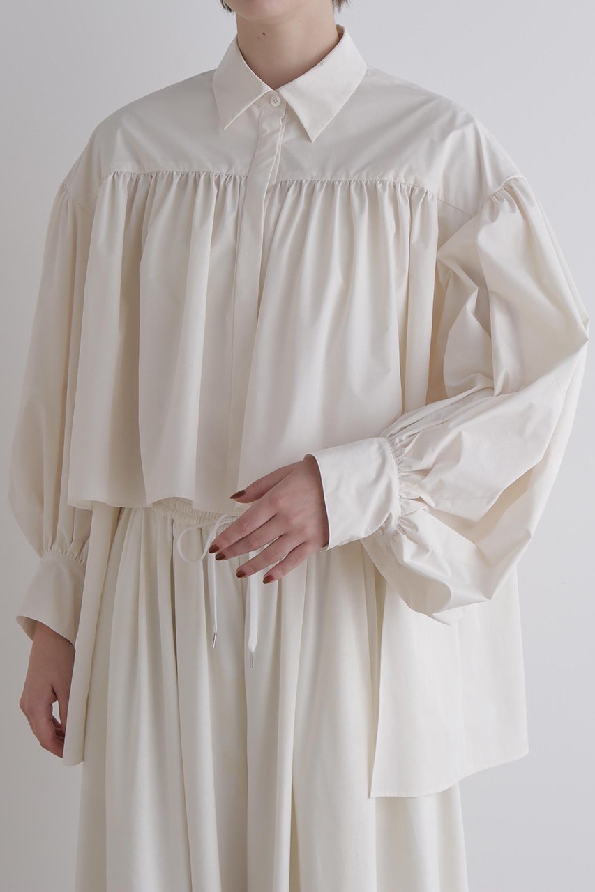 【ル フィル/LE PHIL】のクリスピータフタギャザーブラウス 人気、トレンドファッション・服の通販 founy(ファニー) 　ファッション　Fashion　レディースファッション　Fashion for Women　トップス・カットソー　Cut & Sew Tops　シャツ・ブラウス・オフィスカジュアル　Elegant Blouses & Button-Ups　スタンダード　Standard, Basic　ストレッチ　Stretch, Stretchy Fabric　スリーブ　Sleeve, Long Sleeve / Short Sleeve　バランス　Balance, Style Balance　ロング　Long, Long-Length　other-6|ID: prp329100004705721 ipo3291000000035981094