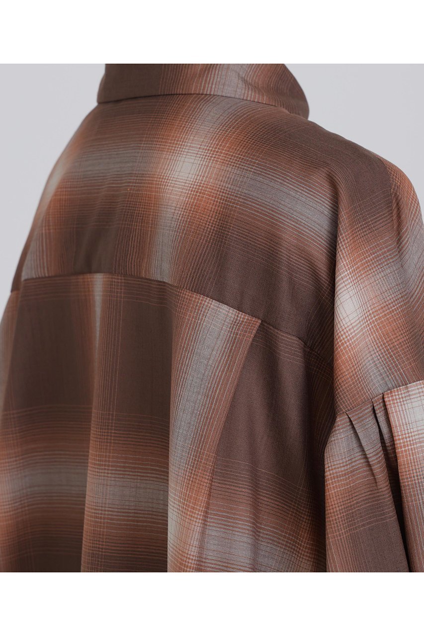 【ヒューエルミュージアム/hueLe Museum】の【STUMBLY】Ombre Check Blouse 人気、トレンドファッション・服の通販 founy(ファニー) 　ファッション　Fashion　レディースファッション　Fashion for Women　トップス・カットソー　Cut & Sew Tops　シャツ・ブラウス・オフィスカジュアル　Elegant Blouses & Button-Ups　クール　Cool, Chic　シアー　Sheer, See-Through　スリーブ　Sleeve, Long Sleeve / Short Sleeve　ドレープ　Drape, Draping Fabric　フロント　Front, Front Design　ロング　Long, Long-Length　エレガント 上品　Elegant　新作・新入荷　New Arrivals / New In　other-8|ID: prp329100004705730 ipo3291000000033984898