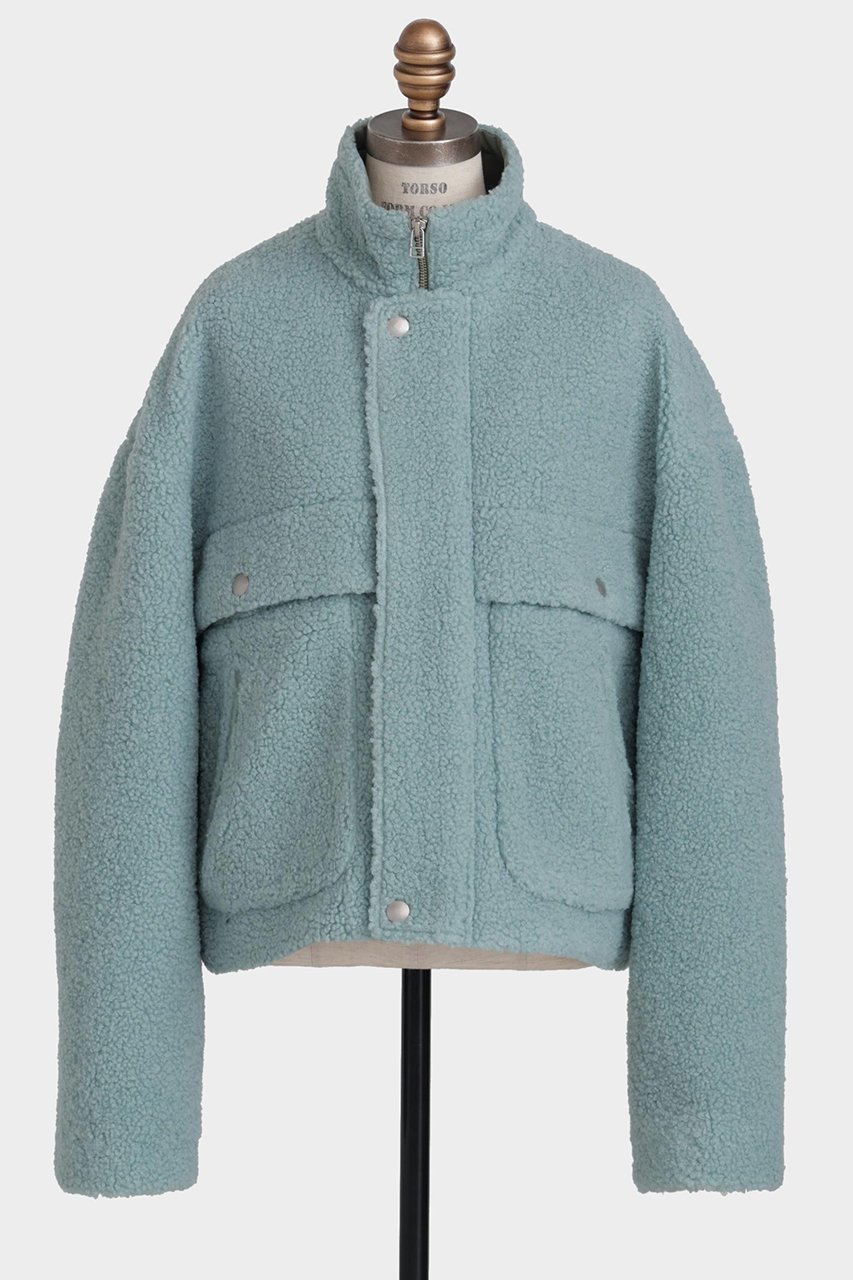 【ヒューエルミュージアム/hueLe Museum】の【STUMBLY】Boa Stand Zip Up Jacket インテリア・キッズ・メンズ・レディースファッション・服の通販 founy(ファニー) 　ファッション　Fashion　レディースファッション　Fashion for Women　アウター　Coat / Outerwear Collection　レディースジャケット・軽アウター　Jackets　クラシック　Classic, Timeless Style　ショルダー　Shoulder, Shoulder Strap　ジャケット　Jacket, Outerwear　ドット　Polka Dot, Dot Pattern　ドロップ　Drop Shoulder, Dropped Style　パッチ　Patch, Appliqué　ビッグ　Big, Oversized　ブルゾン　Blouson, Bomber Jacket　ポケット　Pocket, Pocket Detail　メタル　Metal, Metal Parts　新作・新入荷　New Arrivals / New In　ライトグリーン|ID: prp329100004705741 ipo3291000000033984968