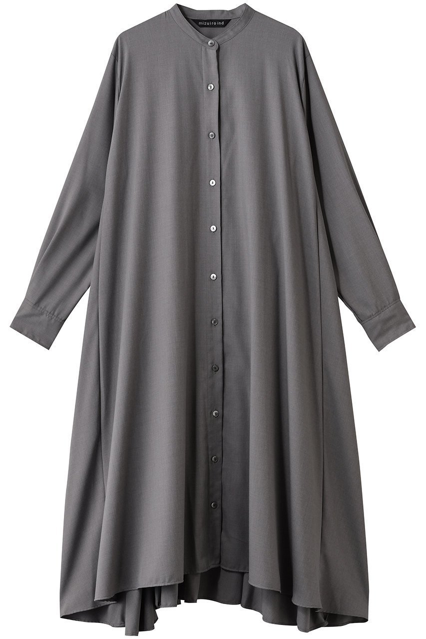 【ミズイロ インド/mizuiro ind】のT/R stand collar flare OP ワンピース インテリア・キッズ・メンズ・レディースファッション・服の通販 founy(ファニー) 　ファッション　Fashion　レディースファッション　Fashion for Women　ワンピース　Dresses　チュニック　Tunic Tops & Dresses　チュニック　Tunic, Long Top　フレア　Flare, Flared　ロング　Long, Long-Length　エレガント 上品　Elegant　新作・新入荷　New Arrivals / New In　l.gray|ID: prp329100004706782 ipo3291000000033994757
