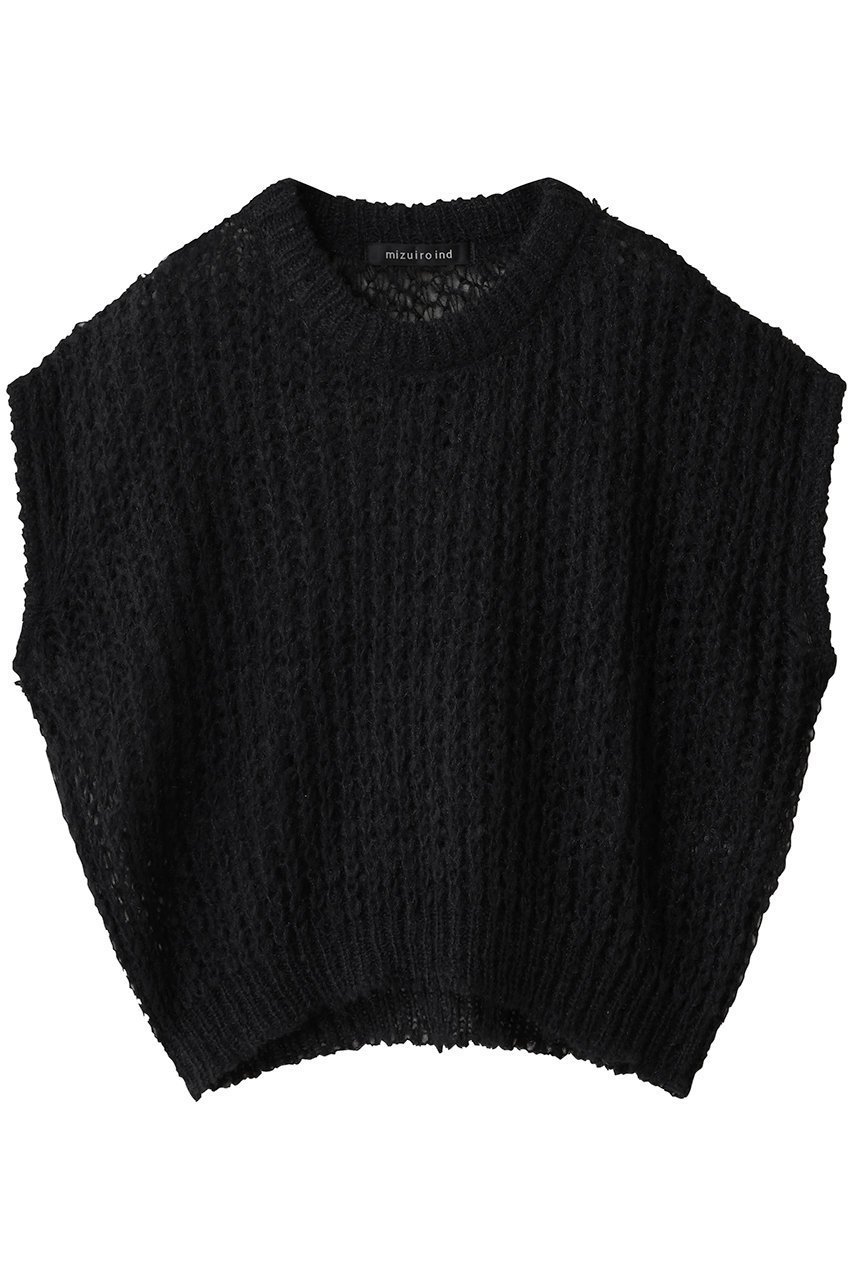 【ミズイロ インド/mizuiro ind】のhairly cocoon wide vest ベスト インテリア・キッズ・メンズ・レディースファッション・服の通販 founy(ファニー) 　ファッション　Fashion　レディースファッション　Fashion for Women　トップス・カットソー　Cut & Sew Tops　ニット　Knit Tops & Sweaters　ベスト&ジレ / 重ね着スタイル　Vests & Gilets　カジュアルプルオーバー・ニットトップス　Pullovers & Knit Tops / Casual Pullovers　おすすめ　Recommended / Our Picks　ベスト　Vest, Waistcoat　メッシュ　Mesh, Net Fabric　新作・新入荷　New Arrivals / New In　A/W・秋冬　Autumn/Winter　black|ID: prp329100004706783 ipo3291000000033994767