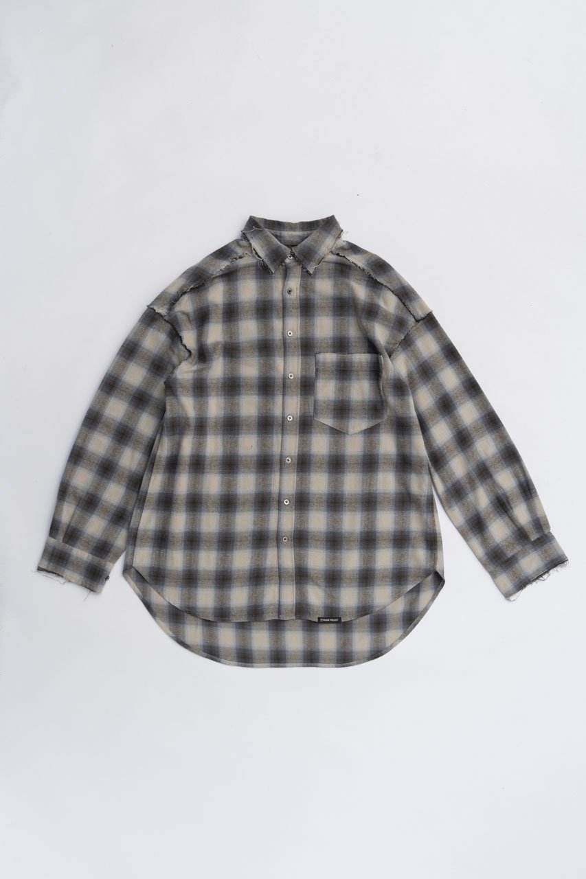 【プランク プロジェクト/PRANK PROJECT】のオーバーチェックシャツ インテリア・キッズ・メンズ・レディースファッション・服の通販 founy(ファニー) 　ファッション　Fashion　レディースファッション　Fashion for Women　トップス・カットソー　Cut & Sew Tops　シャツ・ブラウス・オフィスカジュアル　Elegant Blouses & Button-Ups　おすすめ　Recommended / Our Picks　インナー　Innerwear　カットオフ　Cut-Off Design　ジャケット　Jacket, Outerwear　スリーブ　Sleeve, Long Sleeve / Short Sleeve　チェック　Check, Plaid, Tartan　ロング　Long, Long-Length　新作・新入荷　New Arrivals / New In　羽織　Haori, Light Jacket　BLU(ブルー)|ID: prp329100004706795 ipo3291000000033994958