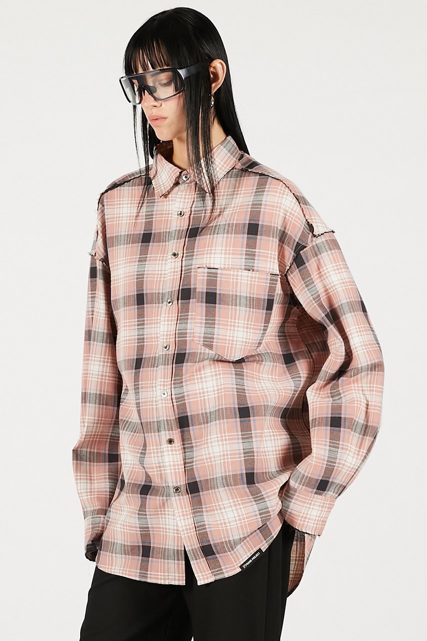 【プランク プロジェクト/PRANK PROJECT】のオーバーチェックシャツ 人気、トレンドファッション・服の通販 founy(ファニー) 　ファッション　Fashion　レディースファッション　Fashion for Women　トップス・カットソー　Cut & Sew Tops　シャツ・ブラウス・オフィスカジュアル　Elegant Blouses & Button-Ups　おすすめ　Recommended / Our Picks　インナー　Innerwear　カットオフ　Cut-Off Design　ジャケット　Jacket, Outerwear　スリーブ　Sleeve, Long Sleeve / Short Sleeve　チェック　Check, Plaid, Tartan　ロング　Long, Long-Length　新作・新入荷　New Arrivals / New In　羽織　Haori, Light Jacket　other-4|ID: prp329100004706795 ipo3291000000033994962