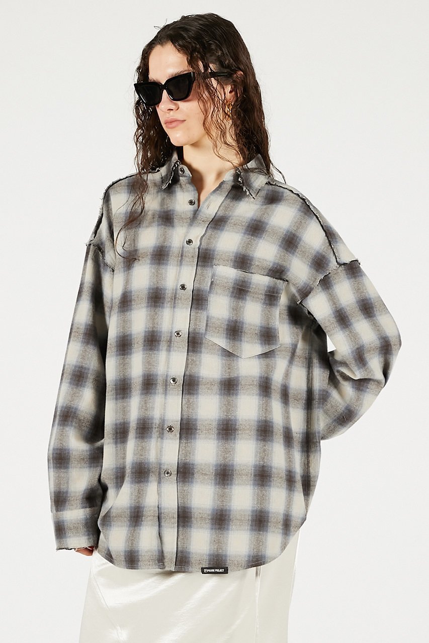 【プランク プロジェクト/PRANK PROJECT】のオーバーチェックシャツ 人気、トレンドファッション・服の通販 founy(ファニー) 　ファッション　Fashion　レディースファッション　Fashion for Women　トップス・カットソー　Cut & Sew Tops　シャツ・ブラウス・オフィスカジュアル　Elegant Blouses & Button-Ups　おすすめ　Recommended / Our Picks　インナー　Innerwear　カットオフ　Cut-Off Design　ジャケット　Jacket, Outerwear　スリーブ　Sleeve, Long Sleeve / Short Sleeve　チェック　Check, Plaid, Tartan　ロング　Long, Long-Length　羽織　Haori, Light Jacket　other-3|ID: prp329100004706795 ipo3291000000035297774