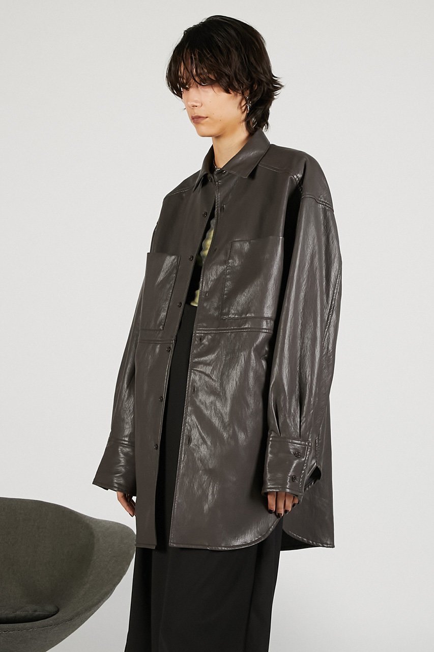 【プランク プロジェクト/PRANK PROJECT】のシンセティックレザーオーバーシャツ 人気、トレンドファッション・服の通販 founy(ファニー) 　ファッション　Fashion　レディースファッション　Fashion for Women　トップス・カットソー　Cut & Sew Tops　シャツ・ブラウス・オフィスカジュアル　Elegant Blouses & Button-Ups　スリーブ　Sleeve, Long Sleeve / Short Sleeve　フェイクレザー　Faux Leather, PU Leather　マニッシュ　Mannish, Boyish　リラックス　Relax, Relaxed Fit　ロング　Long, Long-Length　新作・新入荷　New Arrivals / New In　other-3|ID: prp329100004706796 ipo3291000000033994970