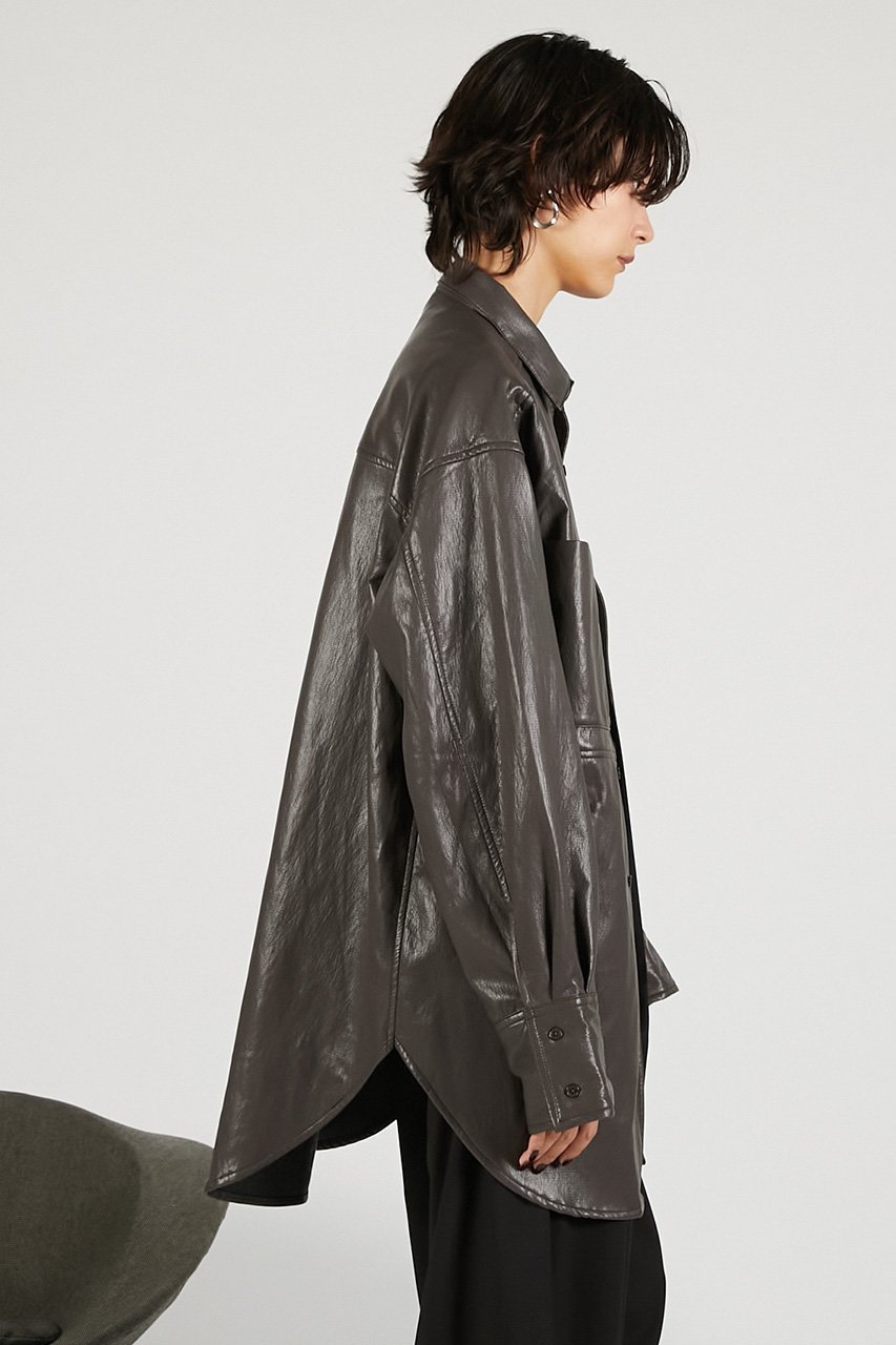 【プランク プロジェクト/PRANK PROJECT】のシンセティックレザーオーバーシャツ 人気、トレンドファッション・服の通販 founy(ファニー) 　ファッション　Fashion　レディースファッション　Fashion for Women　トップス・カットソー　Cut & Sew Tops　シャツ・ブラウス・オフィスカジュアル　Elegant Blouses & Button-Ups　スリーブ　Sleeve, Long Sleeve / Short Sleeve　フェイクレザー　Faux Leather, PU Leather　マニッシュ　Mannish, Boyish　リラックス　Relax, Relaxed Fit　ロング　Long, Long-Length　新作・新入荷　New Arrivals / New In　other-5|ID: prp329100004706796 ipo3291000000033994972