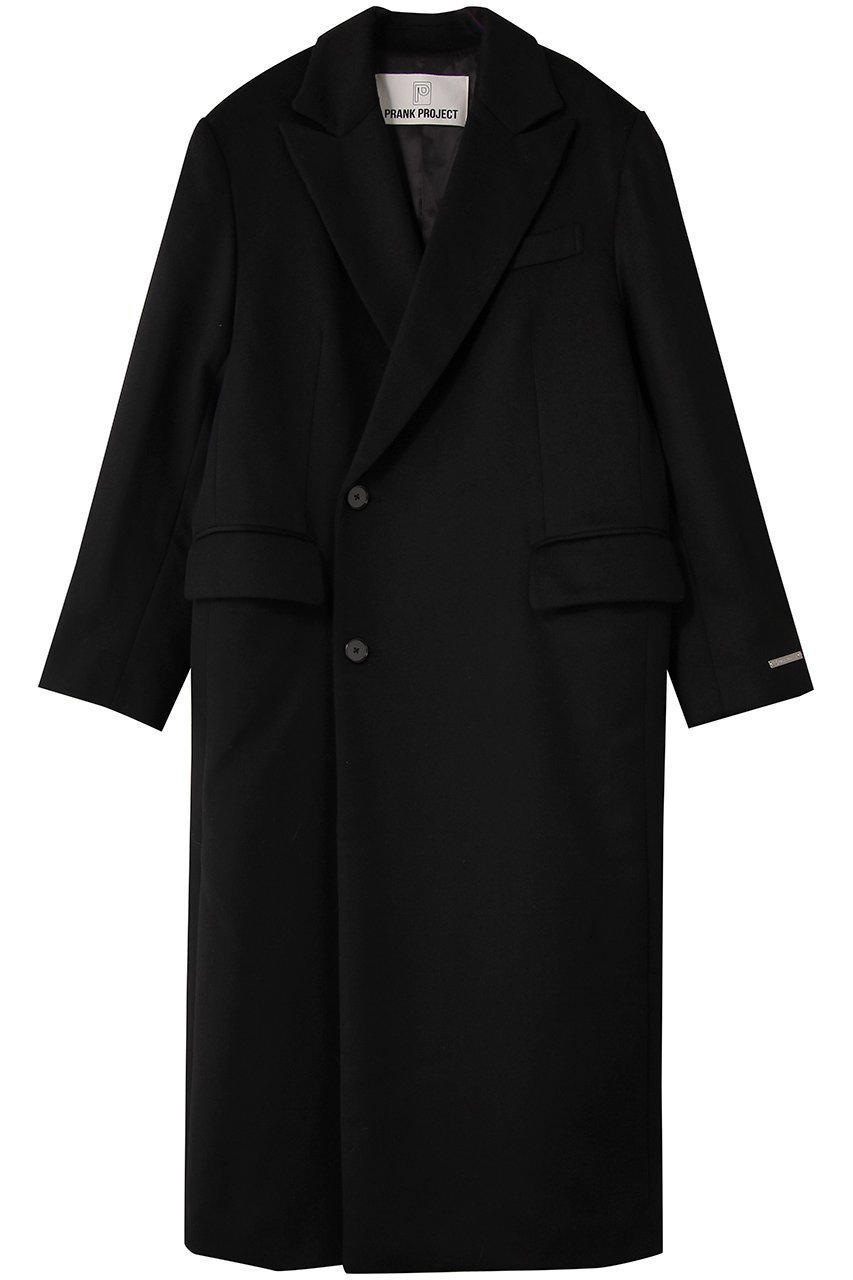 【プランク プロジェクト/PRANK PROJECT】のナローシングルコート インテリア・キッズ・メンズ・レディースファッション・服の通販 founy(ファウニー) 　ファッション　Fashion　レディースファッション　Fashion for Women　アウター　Coat / Outerwear Collection　コート・ロングコート・ピーコート　Long Coats, Peacoats & More　シルク　Silk, 100% Silk　ネップ　Nepp, Slub Yarn　フォルム　Silhouette, Form　マニッシュ　Mannish, Boyish　ロング　Long, Long-Length　BLK(ブラック)|ID: prp329100004706805 ipo3291000000036801484