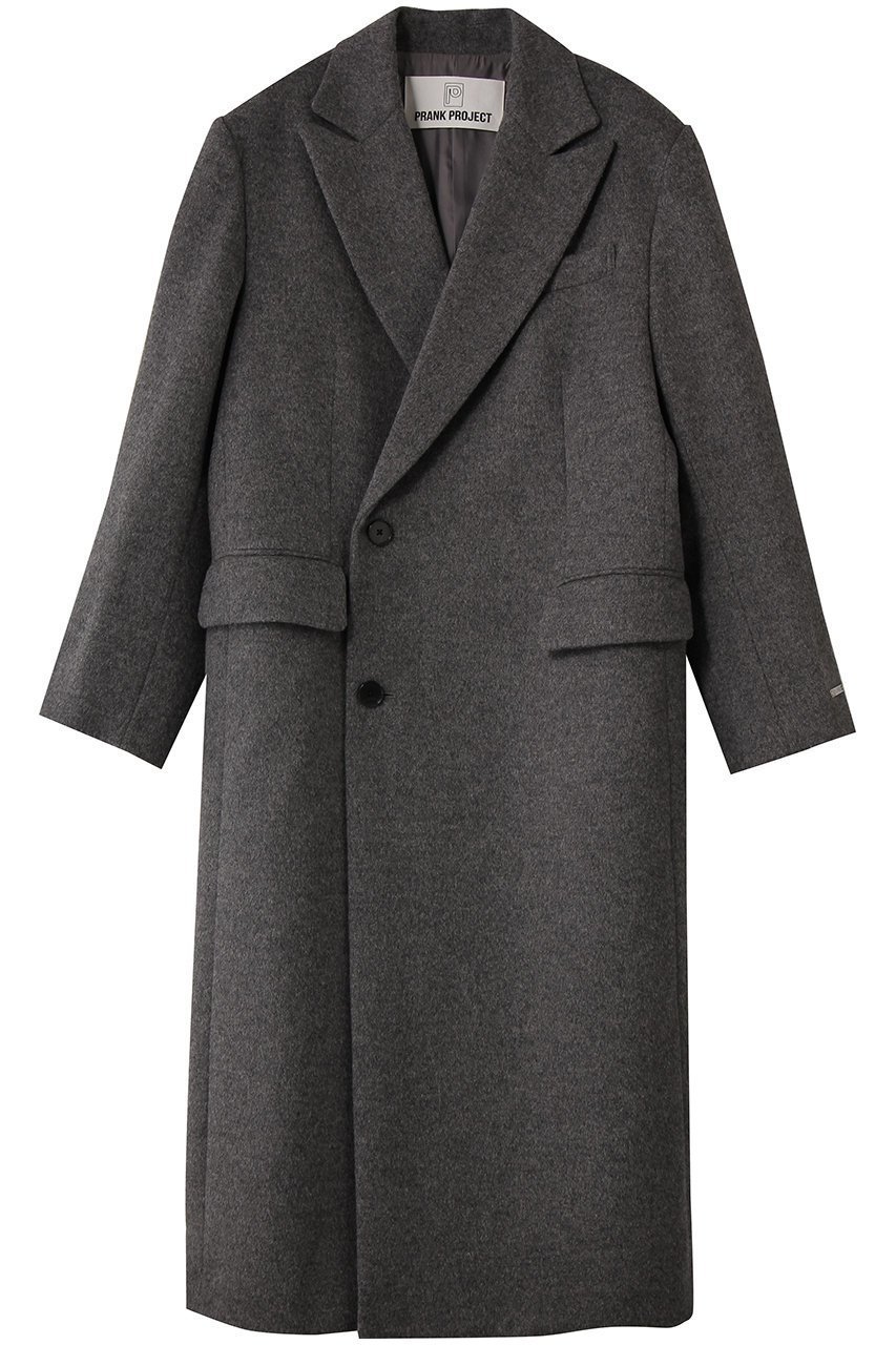 【プランク プロジェクト/PRANK PROJECT】のナローシングルコート インテリア・キッズ・メンズ・レディースファッション・服の通販 founy(ファウニー) 　ファッション　Fashion　レディースファッション　Fashion for Women　アウター　Coat / Outerwear Collection　コート・ロングコート・ピーコート　Long Coats, Peacoats & More　シルク　Silk, 100% Silk　ネップ　Nepp, Slub Yarn　フォルム　Silhouette, Form　マニッシュ　Mannish, Boyish　ロング　Long, Long-Length　GRY(グレー)|ID: prp329100004706805 ipo3291000000036801486