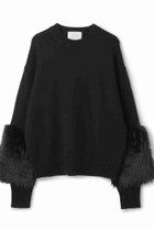 【ベイジ,/BEIGE,】の【9/26 12:00販売開始】CHESTER / フェイクファークルーネックニット 人気、トレンドファッション・服の通販 founy(ファニー) ファッション Fashion レディースファッション Fashion for Women トップス・カットソー Cut & Sew Tops ニット Knit Tops & Sweaters カジュアルプルオーバー・ニットトップス Pullovers & Knit Tops / Casual Pullovers ダウン Down, Puffer デニム Denim, Jeans Material フェイクファー Faux Fur, Imitation Fur リュクス Luxury, Elegant, High-End, Chic thumbnail Black|ID: prp329100004707918 ipo3291000000034004249