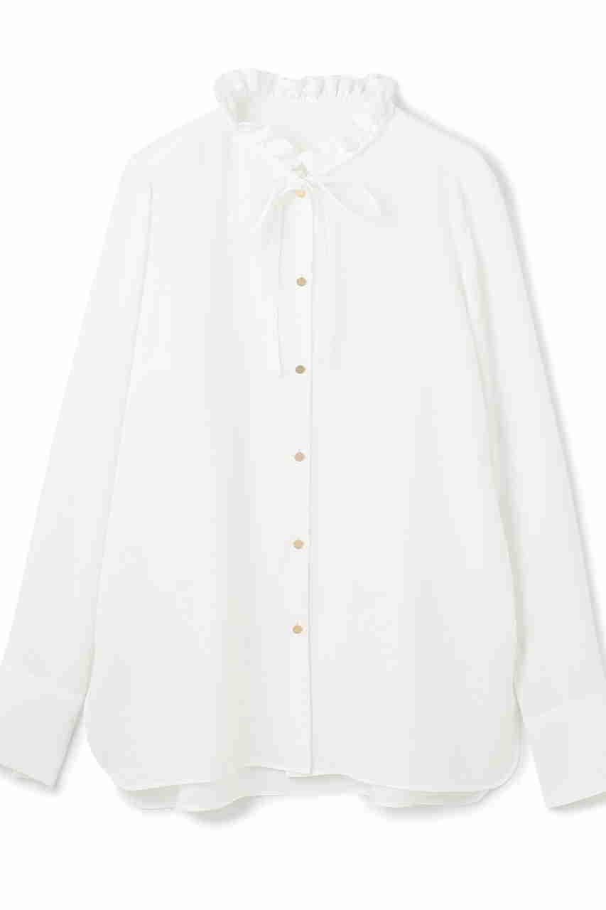 【ベイジ,/BEIGE,】の【9/26 12:00販売開始】STOW / フリルタイブラウス インテリア・キッズ・メンズ・レディースファッション・服の通販 founy(ファニー) 　ファッション　Fashion　レディースファッション　Fashion for Women　トップス・カットソー　Cut & Sew Tops　シャツ・ブラウス・オフィスカジュアル　Elegant Blouses & Button-Ups　おすすめ　Recommended / Our Picks　インナー　Innerwear　ジャケット　Jacket, Outerwear　スリーブ　Sleeve, Long Sleeve / Short Sleeve　ダウン　Down, Puffer　デニム　Denim, Jeans Material　フリル　Frill, Ruffle　フロント　Front, Front Design　リボン　Ribbon, Bow　ロング　Long, Long-Length　エレガント 上品　Elegant　定番　Standard, Basic Item　Ecru|ID: prp329100004707923 ipo3291000000034004281