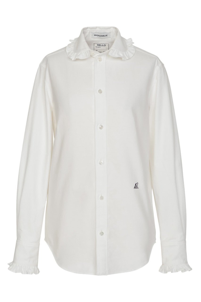 【マディソンブルー/MADISONBLUE】のROUND COLLAR FRILL SH OX ラウンドカラーフリルシャツ 人気、トレンドファッション・服の通販 founy(ファニー) 　ファッション　Fashion　レディースファッション　Fashion for Women　トップス・カットソー　Cut & Sew Tops　シャツ・ブラウス・オフィスカジュアル　Elegant Blouses & Button-Ups　スリーブ　Sleeve, Long Sleeve / Short Sleeve　バランス　Balance, Style Balance　フリル　Frill, Ruffle　ラウンド　Round, Round Neck　ロング　Long, Long-Length　新作・新入荷　New Arrivals / New In　 other-1|ID: prp329100004707940 ipo3291000000034004393