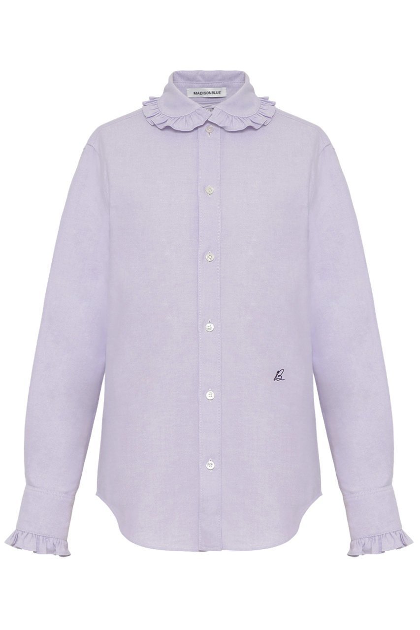 【マディソンブルー/MADISONBLUE】のROUND COLLAR FRILL SH OX ラウンドカラーフリルシャツ インテリア・キッズ・メンズ・レディースファッション・服の通販 founy(ファニー) 　ファッション　Fashion　レディースファッション　Fashion for Women　トップス・カットソー　Cut & Sew Tops　シャツ・ブラウス・オフィスカジュアル　Elegant Blouses & Button-Ups　スリーブ　Sleeve, Long Sleeve / Short Sleeve　バランス　Balance, Style Balance　フリル　Frill, Ruffle　ラウンド　Round, Round Neck　ロング　Long, Long-Length　新作・新入荷　New Arrivals / New In　パープル|ID: prp329100004707940 ipo3291000000034004395