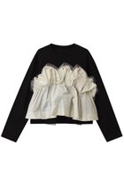 【メゾンスペシャル/MAISON SPECIAL】のMixed Fabric Frill Tops/異素材コンビフリルトップス BLK(ブラック)|ID: prp329100004707975 ipo3291000000034004637