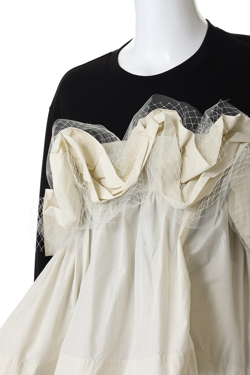 【メゾンスペシャル/MAISON SPECIAL】のMixed Fabric Frill Tops/異素材コンビフリルトップス 人気、トレンドファッション・服の通販 founy(ファニー) 　ファッション　Fashion　レディースファッション　Fashion for Women　トップス・カットソー　Cut & Sew Tops　シャツ・ブラウス・オフィスカジュアル　Elegant Blouses & Button-Ups　ロングTシャツ・Tシャツ　Longline T-Shirts & Tees　カットソー・ベーシックTシャツ　Cut-and-Sewn Tops / Stretch Tees & Basics　カットソー　Cut and Sewn Top　シアー　Sheer, See-Through　スリーブ　Sleeve, Long Sleeve / Short Sleeve　ダウン　Down, Puffer　デニム　Denim, Jeans Material　ドッキング　Docking, Mixed Material　フリル　Frill, Ruffle　レース　Lace, Lace Fabric　ロング　Long, Long-Length　新作・新入荷　New Arrivals / New In　other-5|ID: prp329100004707975 ipo3291000000034004647