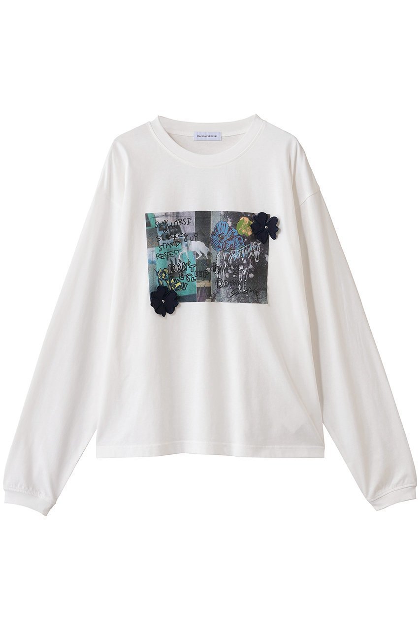 【メゾンスペシャル/MAISON SPECIAL】のガーデンフォトフラワーロンT インテリア・キッズ・メンズ・レディースファッション・服の通販 founy(ファニー) 　ファッション　Fashion　レディースファッション　Fashion for Women　トップス・カットソー　Cut & Sew Tops　シャツ・ブラウス・オフィスカジュアル　Elegant Blouses & Button-Ups　ロングTシャツ・Tシャツ　Longline T-Shirts & Tees　カットソー・ベーシックTシャツ　Cut-and-Sewn Tops / Stretch Tees & Basics　グラフィック　Graphic, Graphic Design　シンプル　Simple, Minimal　スリーブ　Sleeve, Long Sleeve / Short Sleeve　フラワー　Flower, Floral　プリント　Print, Printed Pattern　ボトム　Bottoms, Lower Wear　モチーフ　Motif, Design Theme　モノトーン　Monotone, Black and White　ロング　Long, Long-Length　新作・新入荷　New Arrivals / New In　WHT(ホワイト)|ID: prp329100004707987 ipo3291000000034004722