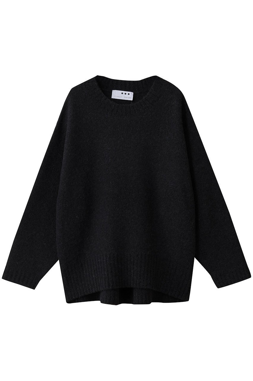 【スリー ドッツ/three dots】のミニブークレービッグトップ インテリア・キッズ・メンズ・レディースファッション・服の通販 founy(ファニー) 　ファッション　Fashion　レディースファッション　Fashion for Women　トップス・カットソー　Cut & Sew Tops　ニット　Knit Tops & Sweaters　カジュアルプルオーバー・ニットトップス　Pullovers & Knit Tops / Casual Pullovers　おすすめ　Recommended / Our Picks　サテン　Satin, Glossy Fabric　シンプル　Simple, Minimal　タイトスカート　Pencil Skirt, Tight Skirt　モコモコ　Fuzzy, Fluffy　新作・新入荷　New Arrivals / New In　A/W・秋冬　Autumn/Winter　ブラック|ID: prp329100004708006 ipo3291000000034004857