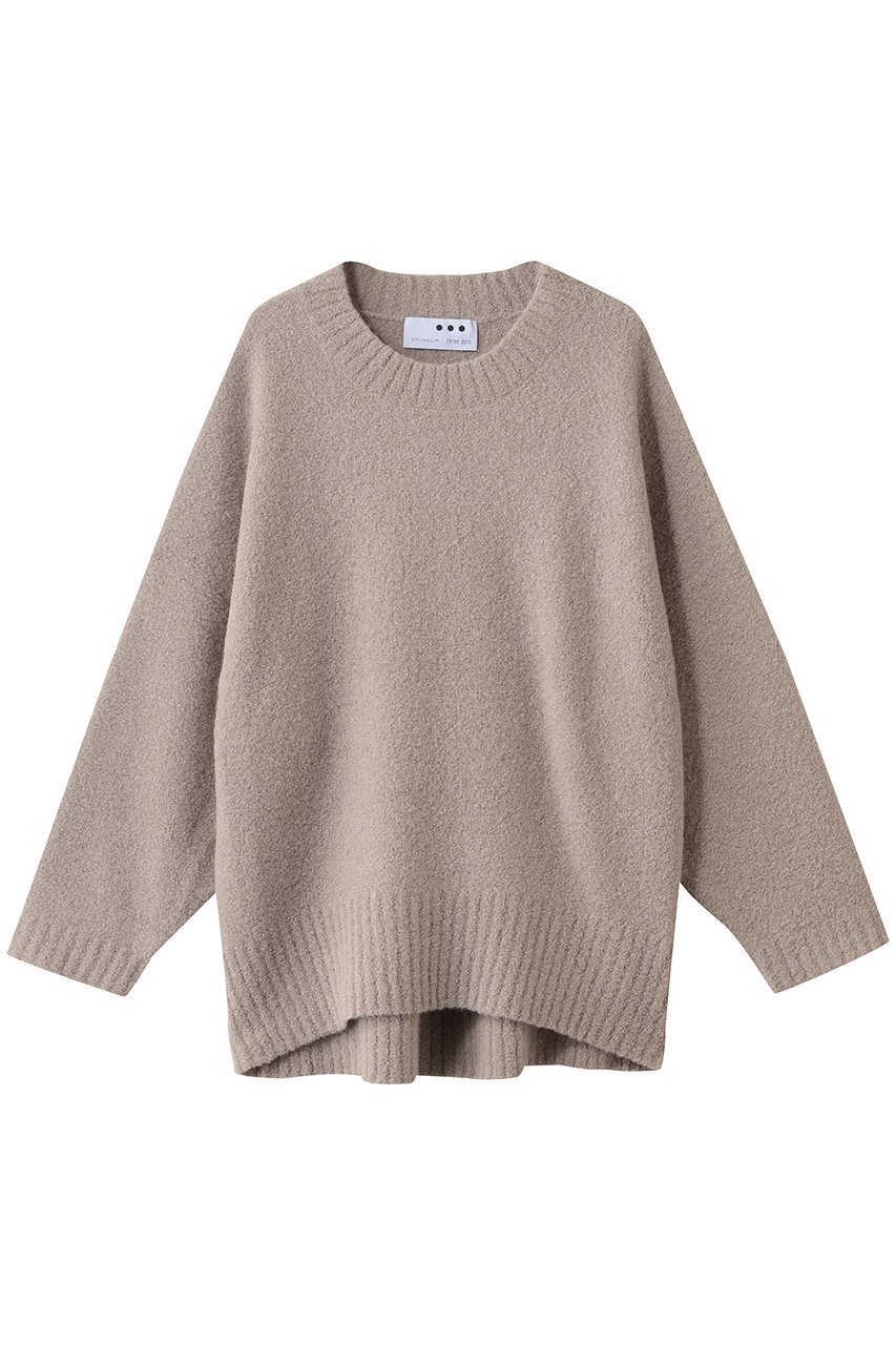 【スリー ドッツ/three dots】のミニブークレービッグトップ インテリア・キッズ・メンズ・レディースファッション・服の通販 founy(ファニー) 　ファッション　Fashion　レディースファッション　Fashion for Women　トップス・カットソー　Cut & Sew Tops　ニット　Knit Tops & Sweaters　カジュアルプルオーバー・ニットトップス　Pullovers & Knit Tops / Casual Pullovers　おすすめ　Recommended / Our Picks　サテン　Satin, Glossy Fabric　シンプル　Simple, Minimal　タイトスカート　Pencil Skirt, Tight Skirt　モコモコ　Fuzzy, Fluffy　新作・新入荷　New Arrivals / New In　A/W・秋冬　Autumn/Winter　グレーベージュ|ID: prp329100004708006 ipo3291000000034004859
