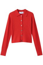 【スリー ドッツ/three dots】のウールアウトフィット ポロカーディガン トマト|ID: prp329100004708008 ipo3291000000035869761