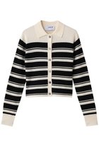 【スリー ドッツ/three dots】のウールアウトフィット ポロカーディガン オフホワイト/ブラック|ID: prp329100004708008 ipo3291000000035869762