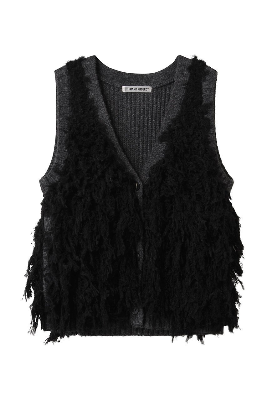 【プランク プロジェクト/PRANK PROJECT】のフラッフィーニットベスト / Fluffy Knit Vest インテリア・キッズ・メンズ・レディースファッション・服の通販 founy(ファニー) 　ファッション　Fashion　レディースファッション　Fashion for Women　トップス・カットソー　Cut & Sew Tops　ニット　Knit Tops & Sweaters　カーディガン・羽織り　Layered Style Cardigans　ベスト&ジレ / 重ね着スタイル　Vests & Gilets　カーディガン　Cardigan, Knitwear　フロント　Front, Front Design　ベスト　Vest, Waistcoat　マニッシュ　Mannish, Boyish　新作・新入荷　New Arrivals / New In　BLK(ブラック)|ID: prp329100004708016 ipo3291000000034004936