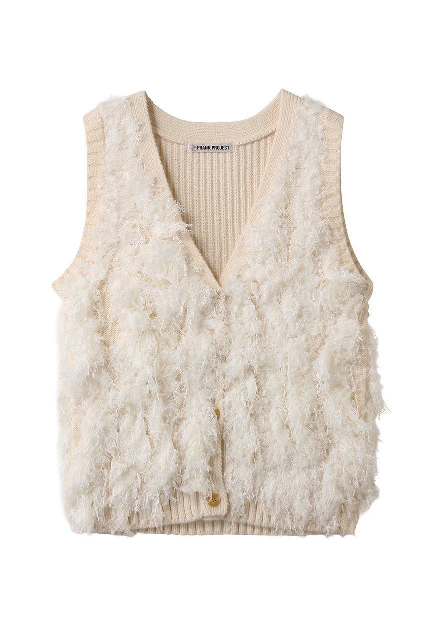 【プランク プロジェクト/PRANK PROJECT】のフラッフィーニットベスト / Fluffy Knit Vest インテリア・キッズ・メンズ・レディースファッション・服の通販 founy(ファニー) 　ファッション　Fashion　レディースファッション　Fashion for Women　トップス・カットソー　Cut & Sew Tops　ニット　Knit Tops & Sweaters　カーディガン・羽織り　Layered Style Cardigans　ベスト&ジレ / 重ね着スタイル　Vests & Gilets　カーディガン　Cardigan, Knitwear　フロント　Front, Front Design　ベスト　Vest, Waistcoat　マニッシュ　Mannish, Boyish　新作・新入荷　New Arrivals / New In　WHT(ホワイト)|ID: prp329100004708016 ipo3291000000034004937