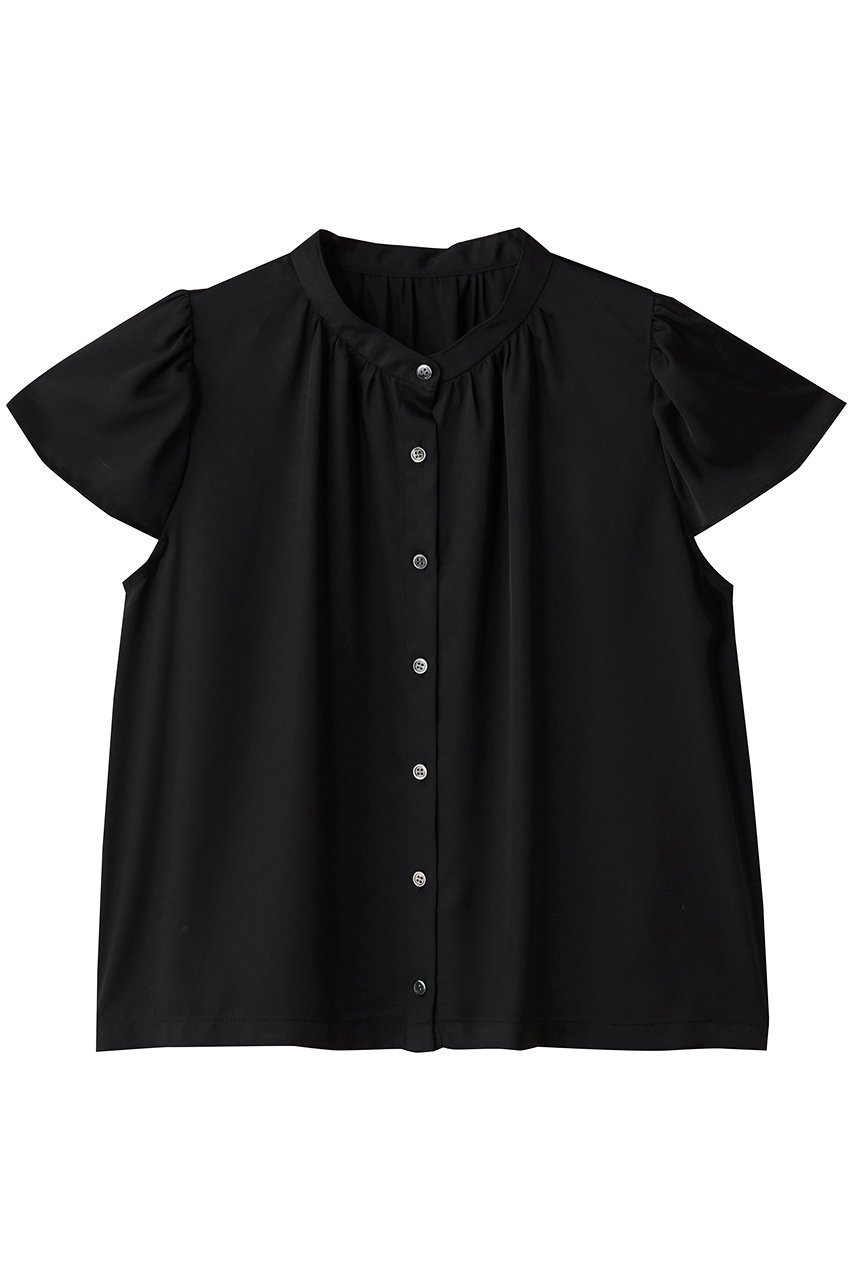 【スリー ドッツ/three dots】のシルキーツイル トップス インテリア・キッズ・メンズ・レディースファッション・服の通販 founy(ファニー) 　ファッション　Fashion　レディースファッション　Fashion for Women　トップス・カットソー　Cut & Sew Tops　シャツ・ブラウス・オフィスカジュアル　Elegant Blouses & Button-Ups　ロングTシャツ・Tシャツ　Longline T-Shirts & Tees　カットソー・ベーシックTシャツ　Cut-and-Sewn Tops / Stretch Tees & Basics　おすすめ　Recommended / Our Picks　ギャザー　Gathered, Ruffled　ショート　Short, Short Length　シルク　Silk, 100% Silk　スリーブ　Sleeve, Long Sleeve / Short Sleeve　セットアップ　Set-Up, Coordinated Outfit　フレア　Flare, Flared　新作・新入荷　New Arrivals / New In　ブラック|ID: prp329100004708020 ipo3291000000034004973