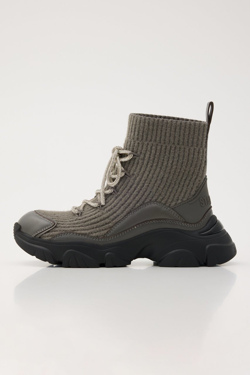 【スタッカート/STACCATO】のドルチェコードスニーカーブーツ インテリア・キッズ・メンズ・レディースファッション・服の通販 founy(ファウニー) 　ファッション　Fashion　レディースファッション　Fashion for Women　エレガント 上品　Elegant　ショート　Short, Short Length　ストーン　Stone, Gem-Like　スニーカー　Sneakers, Trainers　リブニット　Rib Knit, Ribbed Knit　レース　Lace, Lace Fabric　軽量　Lightweight, Ultra Light　グレー|ID: prp329100004708025 ipo3291000000036676329