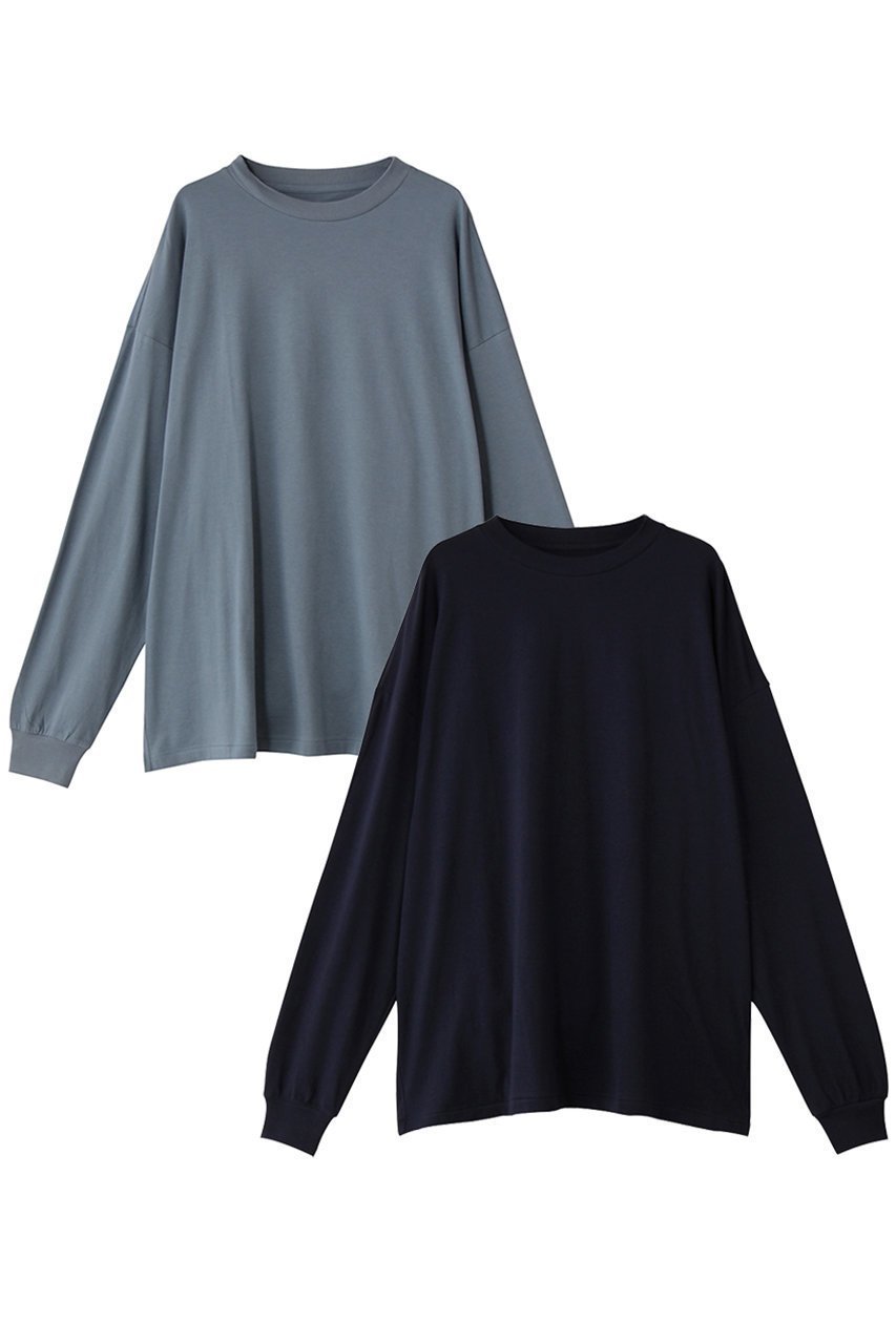 【エヌ.ハリウッド/N.HOOLYWOOD / MEN】の【MEN】【EXCHANGE SERVICE】2 パック ロングスリーブTシャツ インテリア・キッズ・メンズ・レディースファッション・服の通販 founy(ファニー) 　ファッション　Fashion　メンズファッション　Fashion for Men　トップス・カットソー　Cut & Sew Tops　メンズシャツ　Shirts　ショルダー　Shoulder, Shoulder Strap　スリーブ　Sleeve, Long Sleeve / Short Sleeve　ドロップ　Drop Shoulder, Dropped Style　ベーシック　Basic, Essential　ロング　Long, Long-Length　人気　Popular, Best Seller　定番　Standard, Basic Item　新作・新入荷　New Arrivals / New In　ブルー/ネイビー|ID: prp329100004708028 ipo3291000000034005058