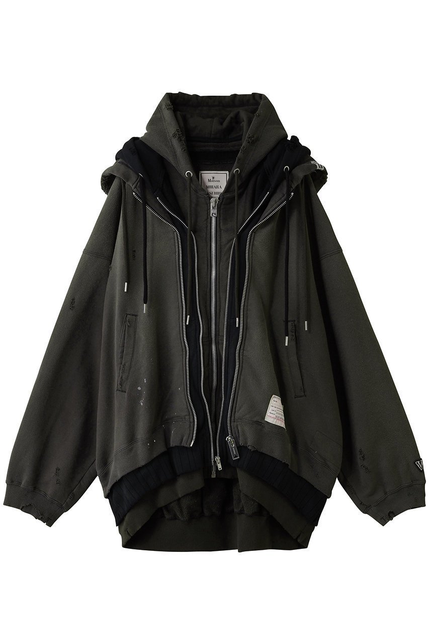 【メゾン ミハラヤスヒロ/Maison MIHARA YASUHIRO / MEN】の【MEN】TRIPLE レイヤード パーカー インテリア・キッズ・メンズ・レディースファッション・服の通販 founy(ファニー) 　ファッション　Fashion　メンズファッション　Fashion for Men　トップス・カットソー　Cut & Sew Tops　パーカー・フーディー / カジュアルコーデ　Hoodies & Parkas　メンズシャツ　Shirts　インナー　Innerwear　ダメージ　Distressed, Destroyed　パーカー　Hoodie, Parka　ワイド　Wide, Wide Fit　新作・新入荷　New Arrivals / New In　ブラック|ID: prp329100004708031 ipo3291000000034005085