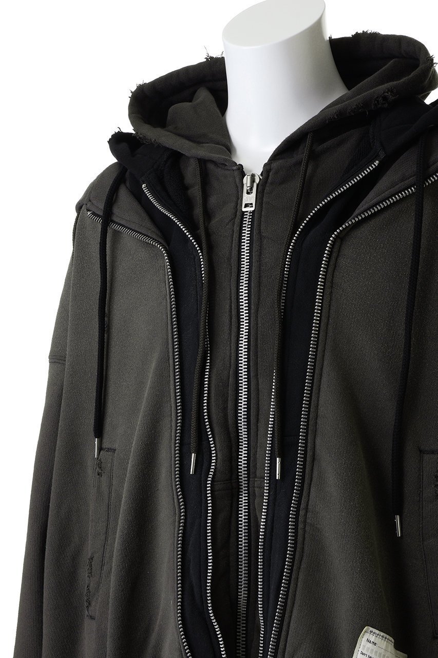 【メゾン ミハラヤスヒロ/Maison MIHARA YASUHIRO / MEN】の【MEN】TRIPLE レイヤード パーカー 人気、トレンドファッション・服の通販 founy(ファニー) 　ファッション　Fashion　メンズファッション　Fashion for Men　トップス・カットソー　Cut & Sew Tops　パーカー・フーディー / カジュアルコーデ　Hoodies & Parkas　メンズシャツ　Shirts　インナー　Innerwear　ダメージ　Distressed, Destroyed　パーカー　Hoodie, Parka　ワイド　Wide, Wide Fit　新作・新入荷　New Arrivals / New In　other-5|ID: prp329100004708031 ipo3291000000034005089