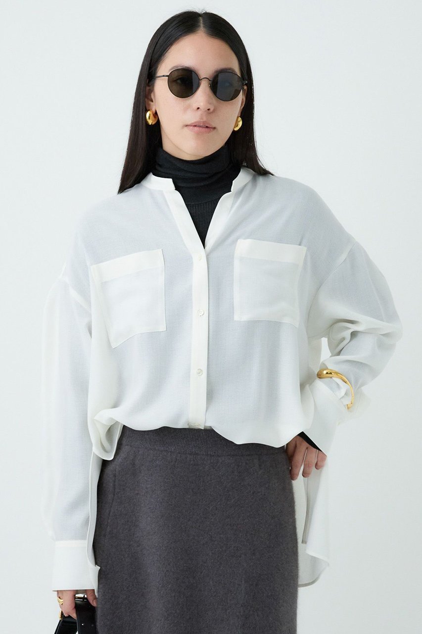 【カオス/Chaos】のパランビエラシャツ インテリア・キッズ・メンズ・レディースファッション・服の通販 founy(ファニー) 　ファッション　Fashion　レディースファッション　Fashion for Women　トップス・カットソー　Cut & Sew Tops　シャツ・ブラウス・オフィスカジュアル　Elegant Blouses & Button-Ups　キュプラ　Cupro, Eco Fabric　スリーブ　Sleeve, Long Sleeve / Short Sleeve　ドレープ　Drape, Draping Fabric　バランス　Balance, Style Balance　フェミニン　Feminine, Girly　ロング　Long, Long-Length　新作・新入荷　New Arrivals / New In　ホワイト|ID: prp329100004708033 ipo3291000000034005100
