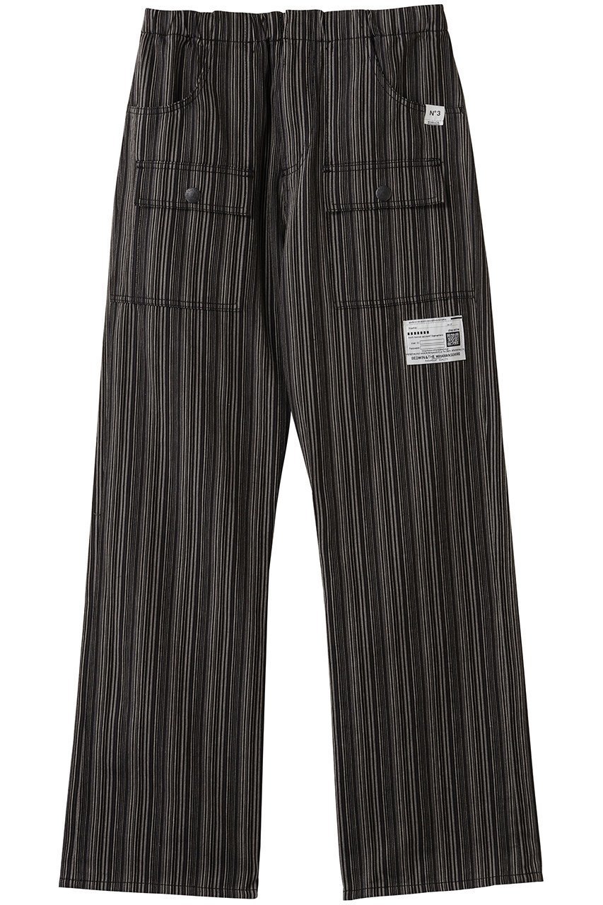 【メゾン ミハラヤスヒロ/Maison MIHARA YASUHIRO / MEN】の【MEN】【Maison MIHARA YASUHIRO × BEDWIN & THE HEARTBREAKERS】 BUSH パンツ インテリア・キッズ・メンズ・レディースファッション・服の通販 founy(ファニー) 　ファッション　Fashion　メンズファッション　Fashion for Men　ボトムス　Bottoms　おすすめ　Recommended / Our Picks　コラボ　Collaboration, Collab　ジャケット　Jacket, Outerwear　スウェット / スエット　Sweatshirt, Sweatwear　ストライプ　Stripe, Striped Pattern　ポケット　Pocket, Pocket Detail　ワイド　Wide, Wide Fit　新作・新入荷　New Arrivals / New In　ブラック|ID: prp329100004708038 ipo3291000000034005158