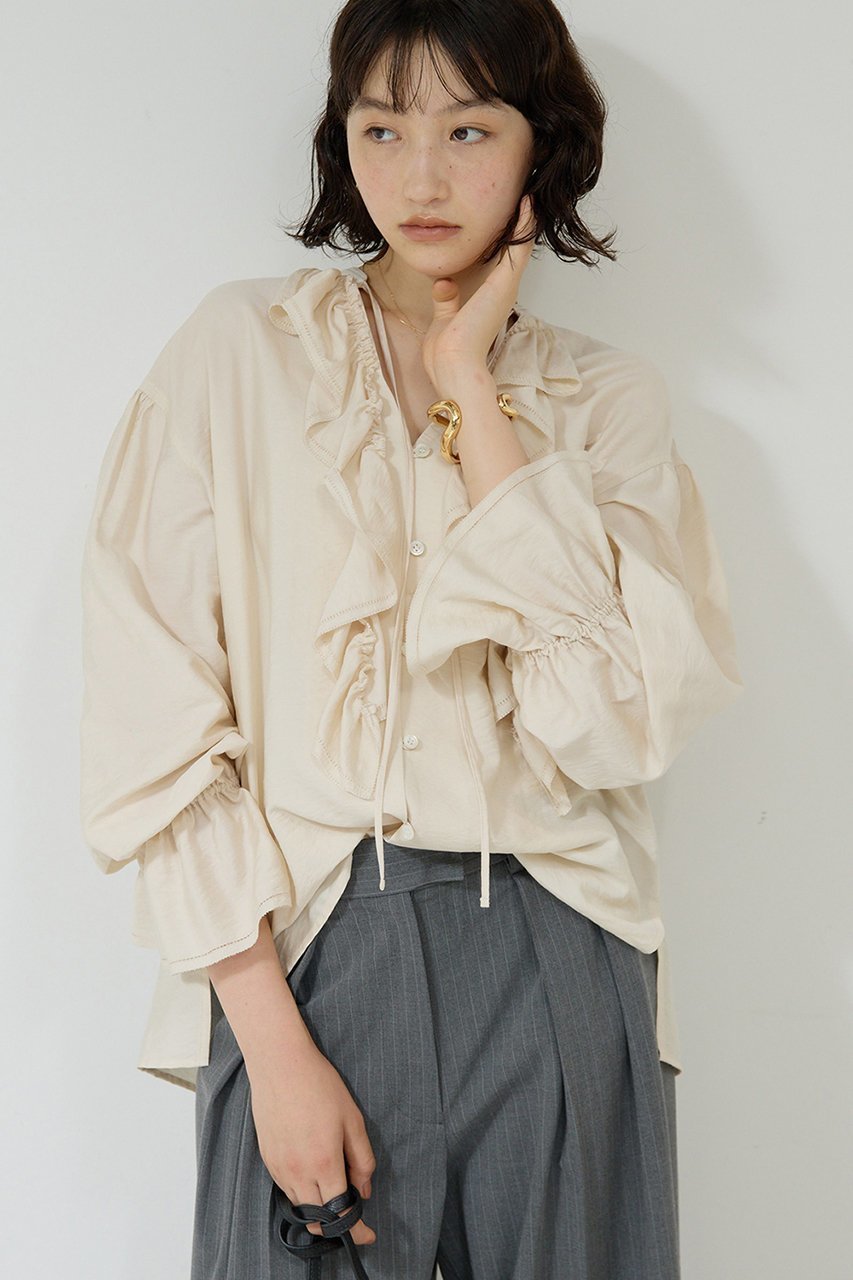 【ガリャルダガランテ/GALLARDAGALANTE】のフリルブラウス 人気、トレンドファッション・服の通販 founy(ファニー) 　ファッション　Fashion　レディースファッション　Fashion for Women　トップス・カットソー　Cut & Sew Tops　シャツ・ブラウス・オフィスカジュアル　Elegant Blouses & Button-Ups　スラックス　Slacks, Dress Pants　スリーブ　Sleeve, Long Sleeve / Short Sleeve　デニム　Denim, Jeans Material　フリル　Frill, Ruffle　ロング　Long, Long-Length　 other-1|ID: prp329100004709205 ipo3291000000035382358